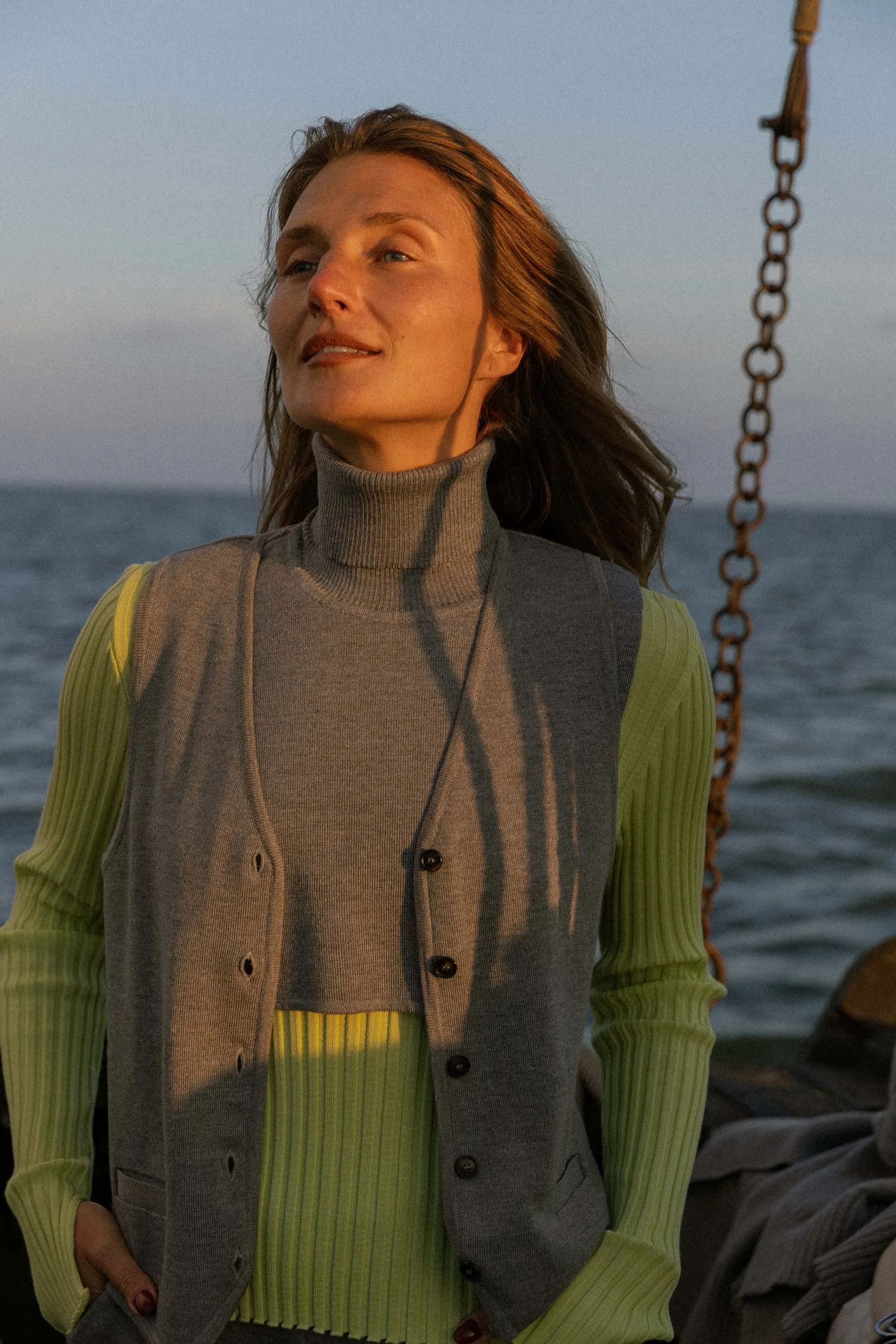 Galante Knitted 100% Merino Waistcoat Light Grey