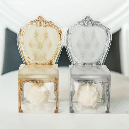 Gold or Silver Chair Wedding Party Favor Boxes (Pack of 10)