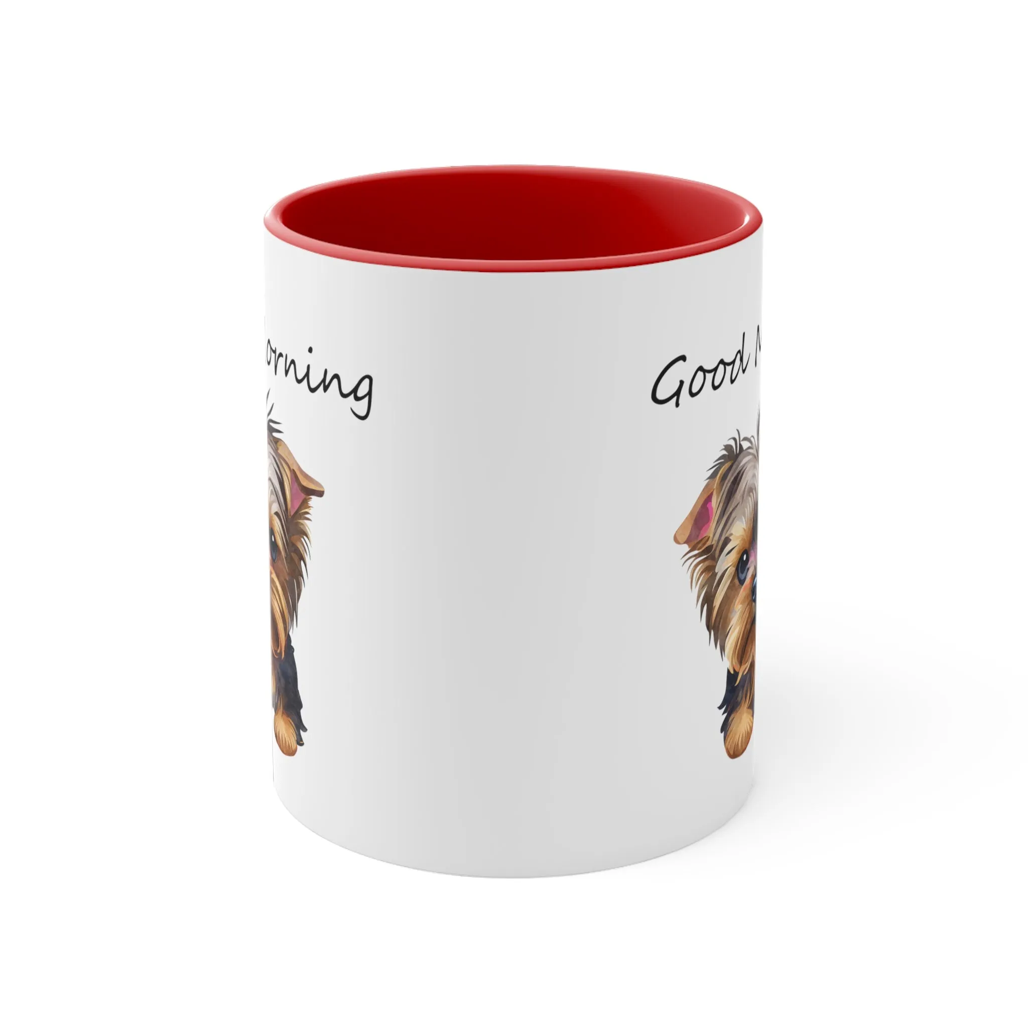 Good Morning Cute Custom Yorkie Dog Coffee Mug, 11oz Multi Colors Pup Cup, Dog Mom, Yorkie Lover