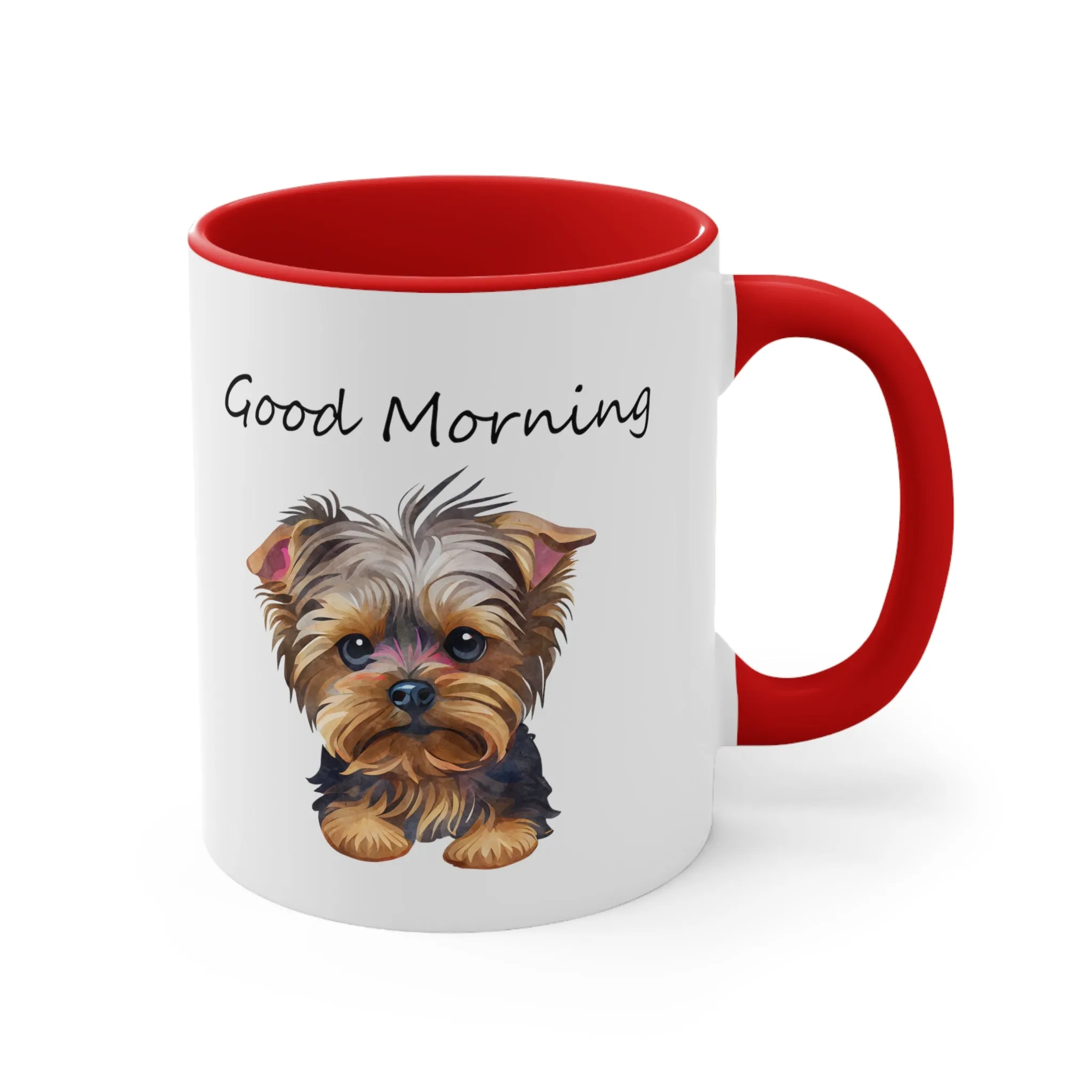 Good Morning Cute Custom Yorkie Dog Coffee Mug, 11oz Multi Colors Pup Cup, Dog Mom, Yorkie Lover