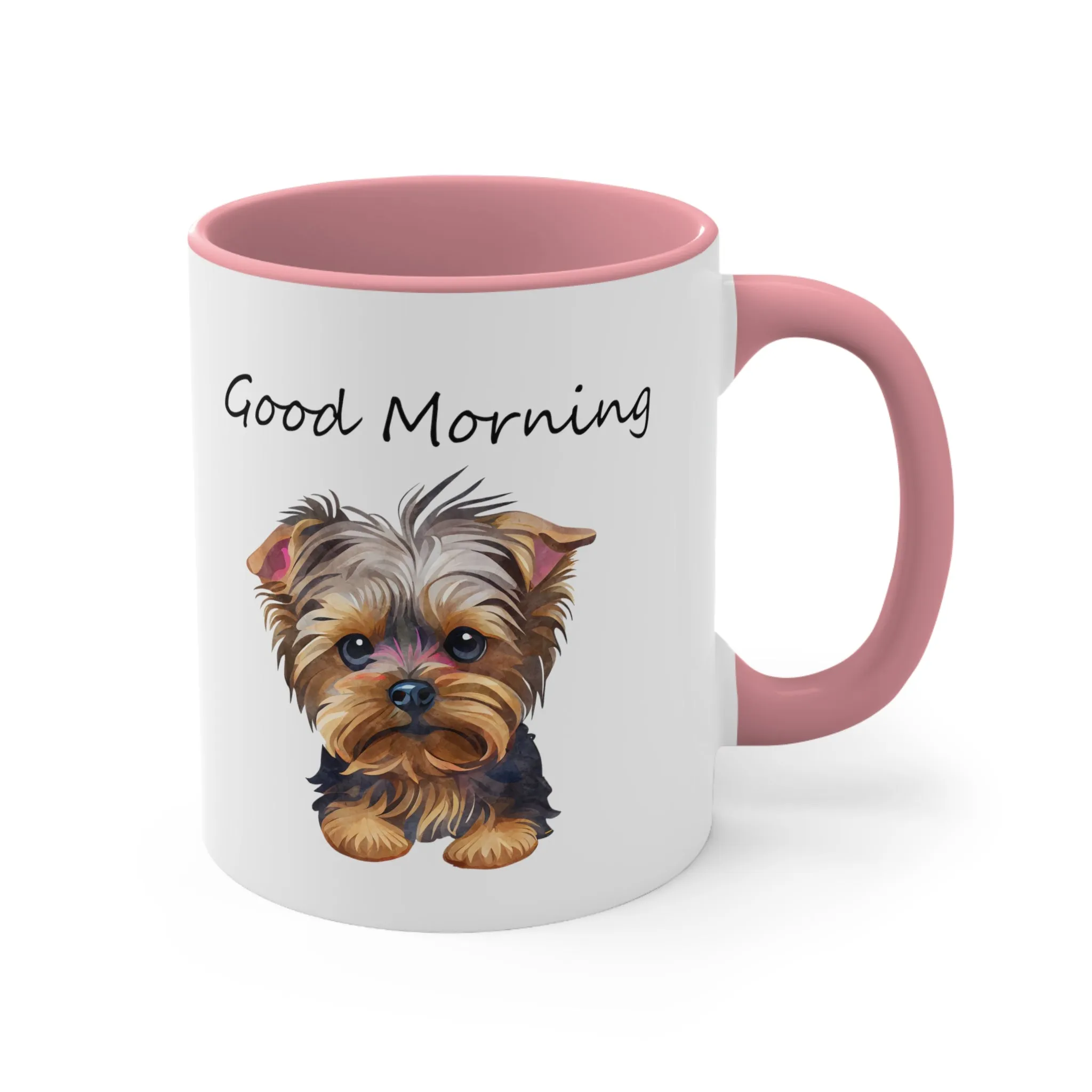 Good Morning Cute Custom Yorkie Dog Coffee Mug, 11oz Multi Colors Pup Cup, Dog Mom, Yorkie Lover