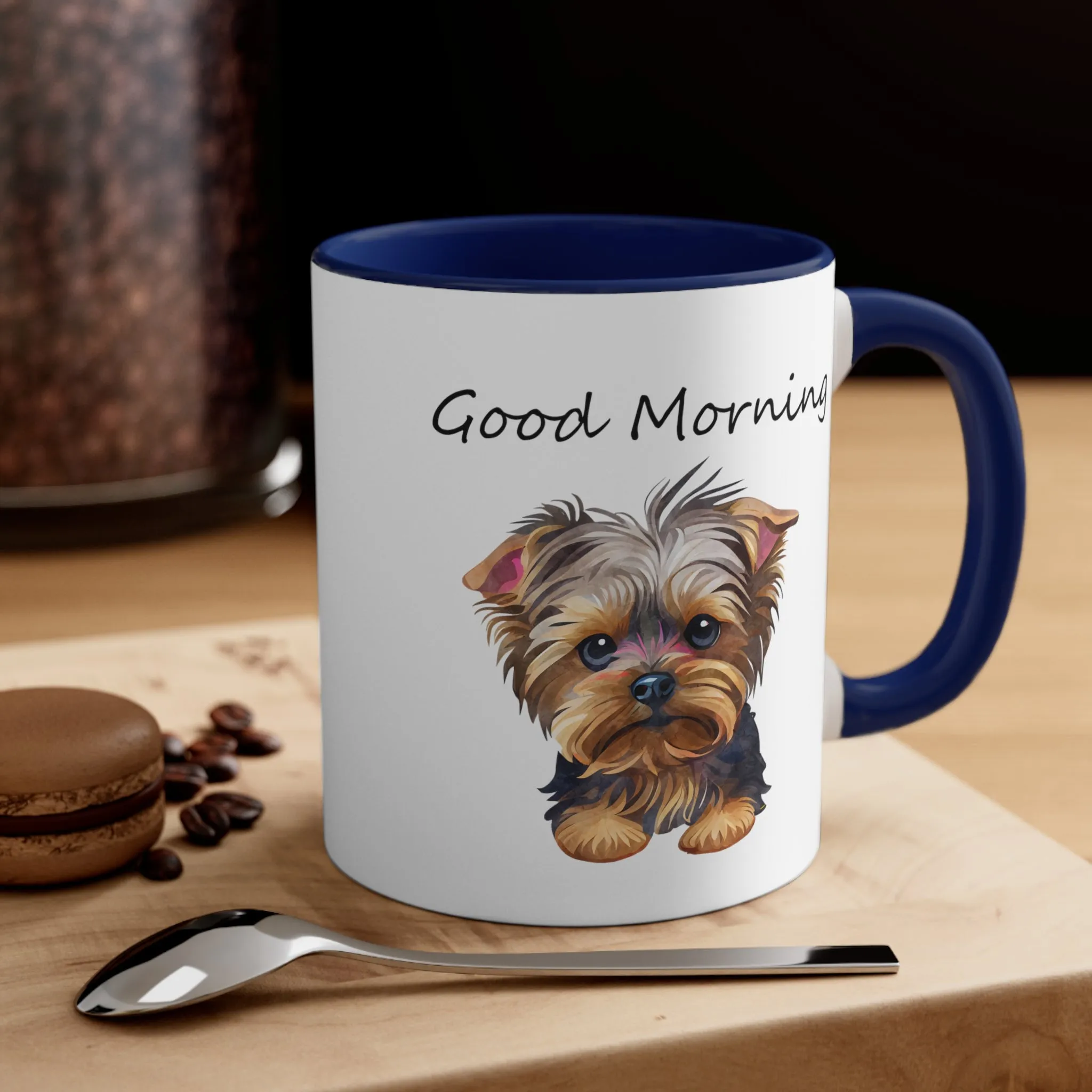 Good Morning Cute Custom Yorkie Dog Coffee Mug, 11oz Multi Colors Pup Cup, Dog Mom, Yorkie Lover