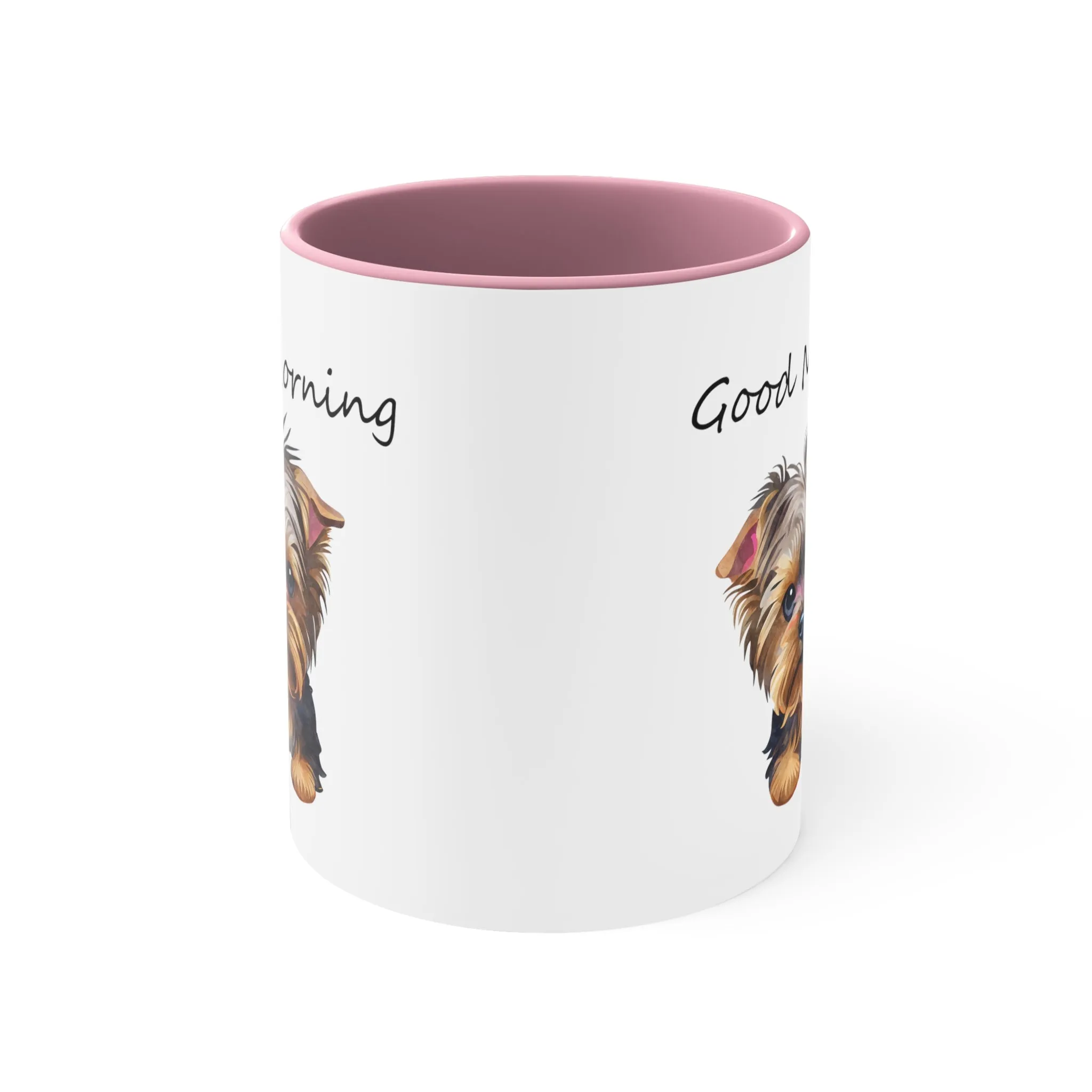 Good Morning Cute Custom Yorkie Dog Coffee Mug, 11oz Multi Colors Pup Cup, Dog Mom, Yorkie Lover