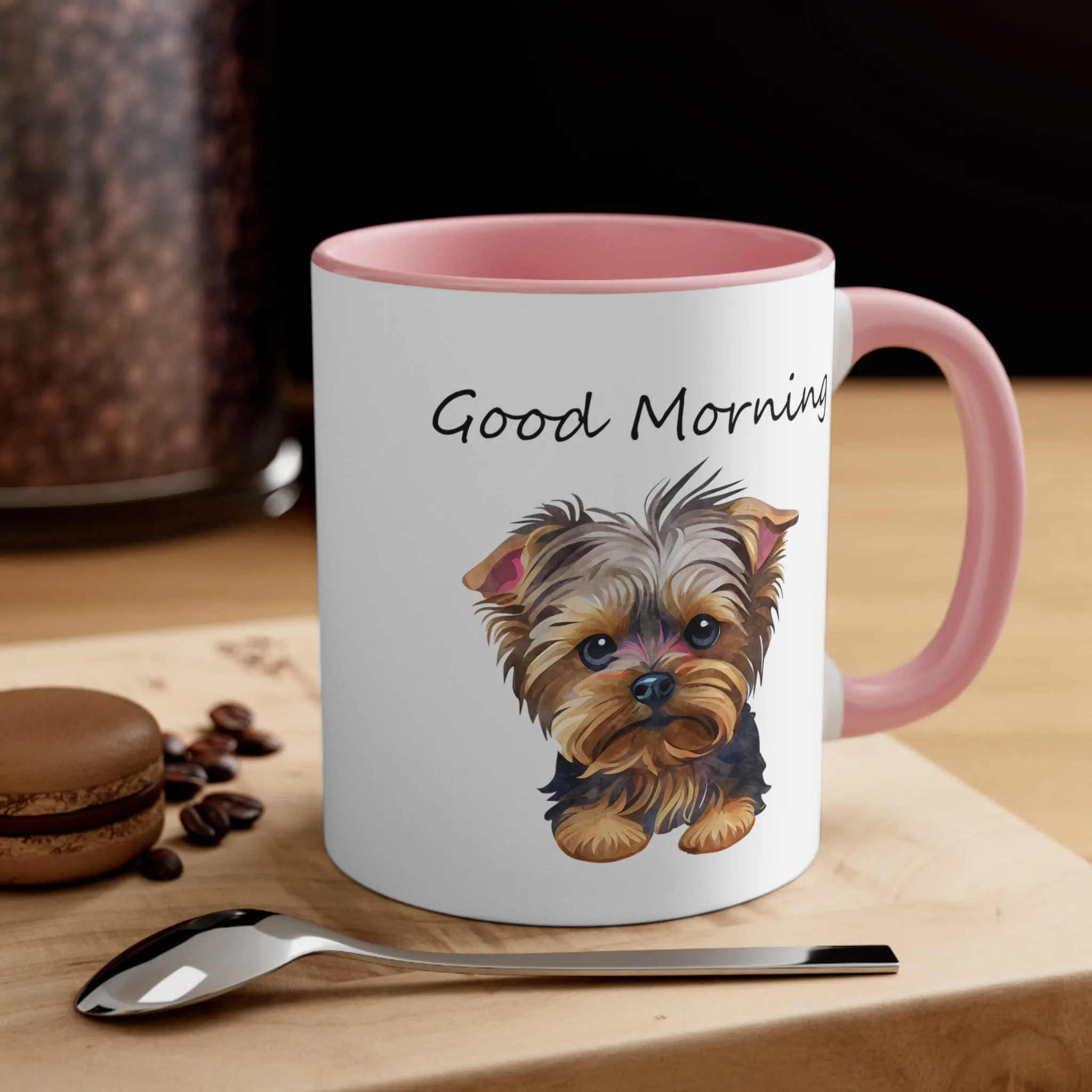 Good Morning Cute Custom Yorkie Dog Coffee Mug, 11oz Multi Colors Pup Cup, Dog Mom, Yorkie Lover