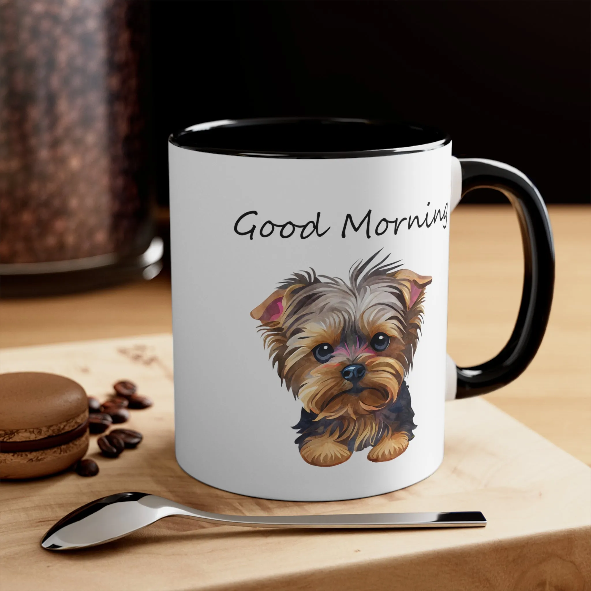 Good Morning Cute Custom Yorkie Dog Coffee Mug, 11oz Multi Colors Pup Cup, Dog Mom, Yorkie Lover