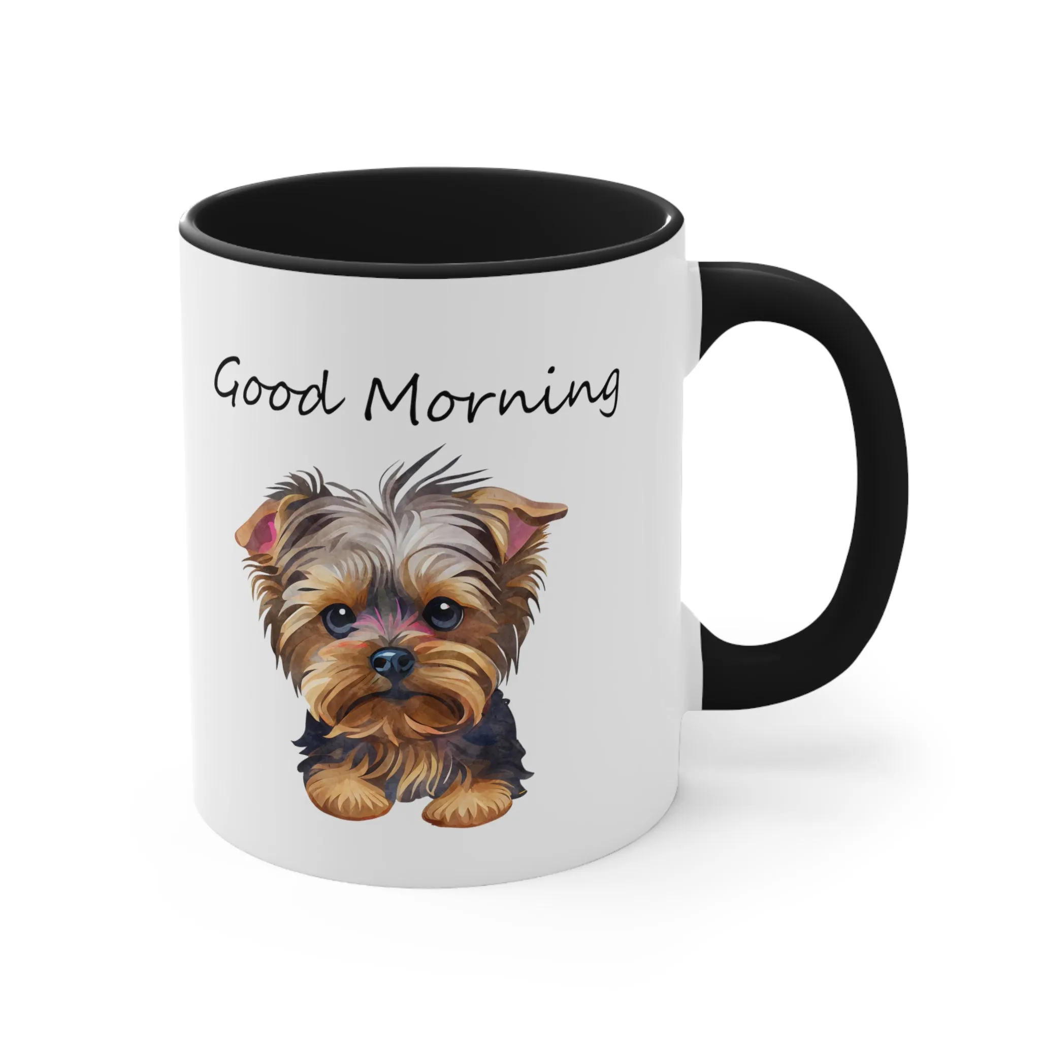 Good Morning Cute Custom Yorkie Dog Coffee Mug, 11oz Multi Colors Pup Cup, Dog Mom, Yorkie Lover
