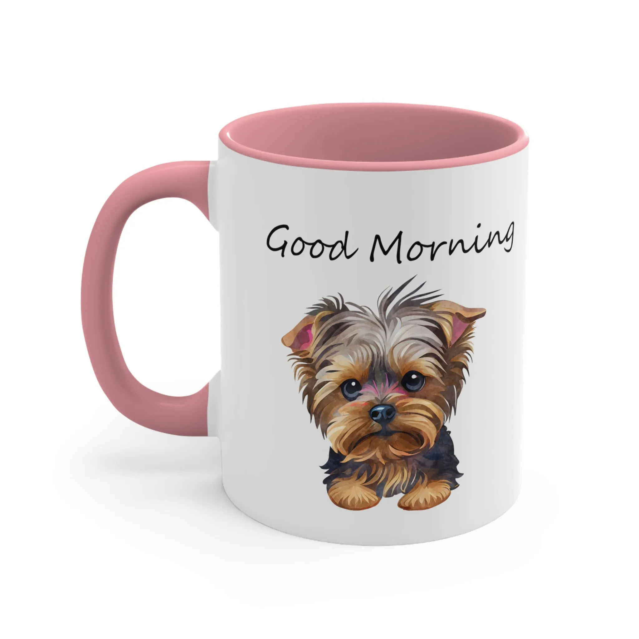 Good Morning Cute Custom Yorkie Dog Coffee Mug, 11oz Multi Colors Pup Cup, Dog Mom, Yorkie Lover