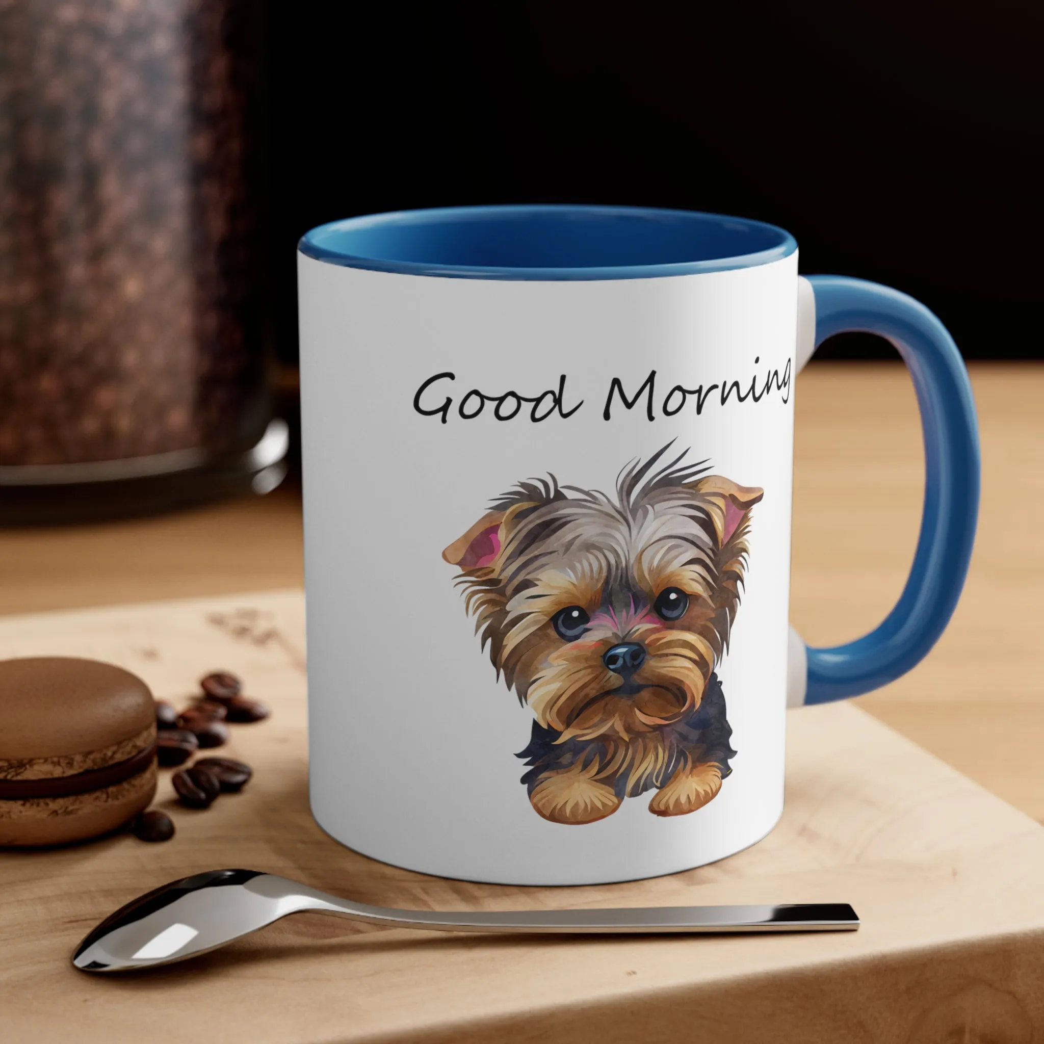 Good Morning Cute Custom Yorkie Dog Coffee Mug, 11oz Multi Colors Pup Cup, Dog Mom, Yorkie Lover