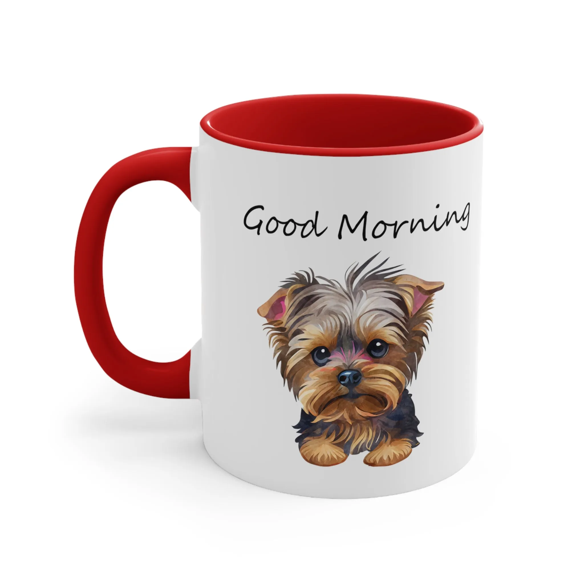Good Morning Cute Custom Yorkie Dog Coffee Mug, 11oz Multi Colors Pup Cup, Dog Mom, Yorkie Lover