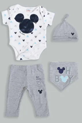 Grey And White Mickey Mouse Gift Set (4 Piece)