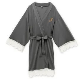 Grey Jersey and Lace Bridesmaid Robe