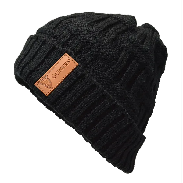 Guinness Black Beanie with Leather Patch