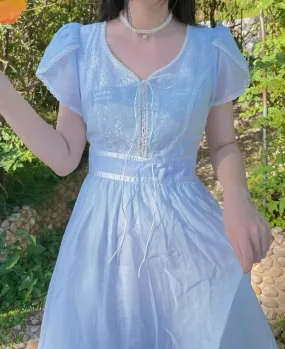 Gunne Sax Remake Pastel Lace Trim 70s Dress