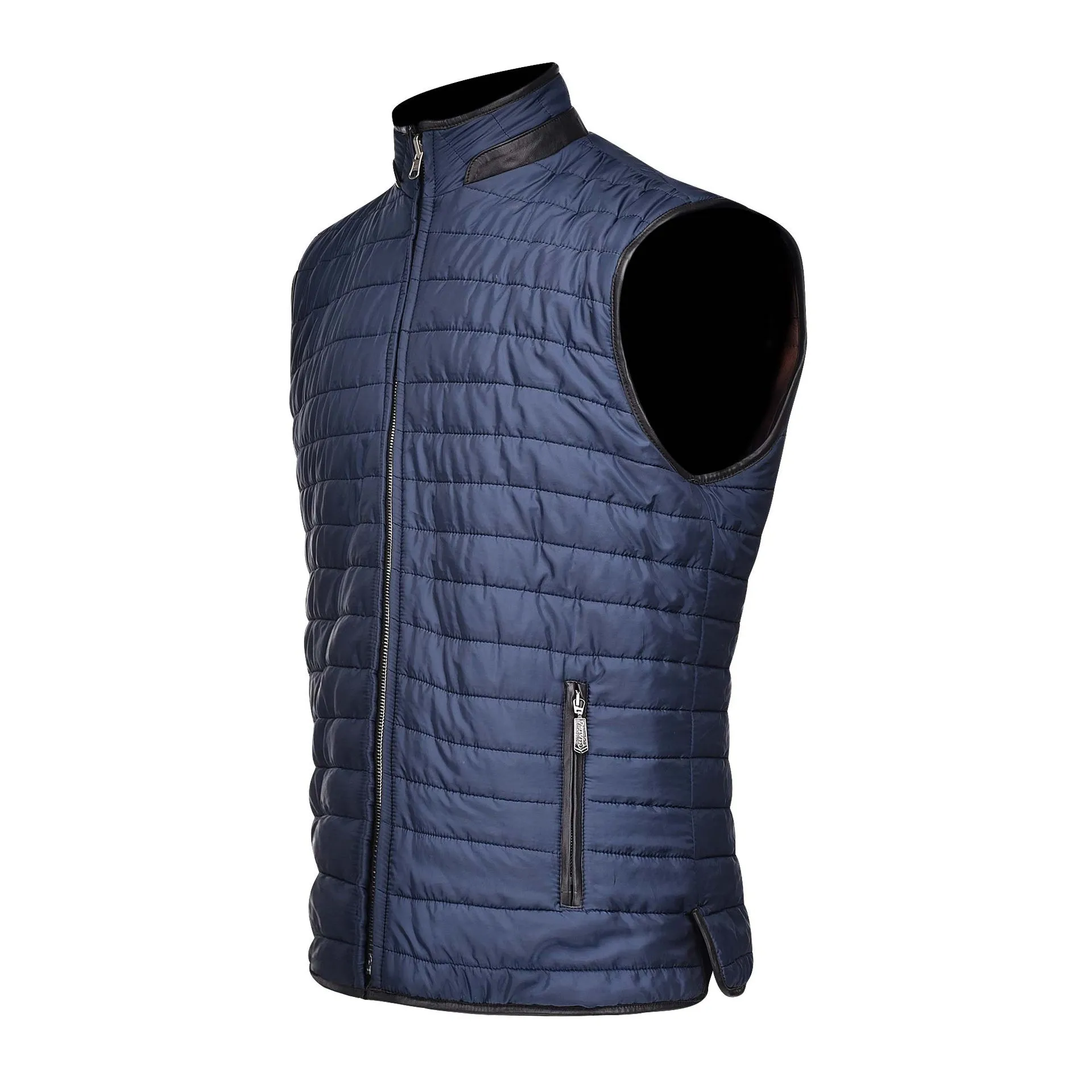 H256COB - Cuadra brown casual fashion lambskin leather reversible vest for men