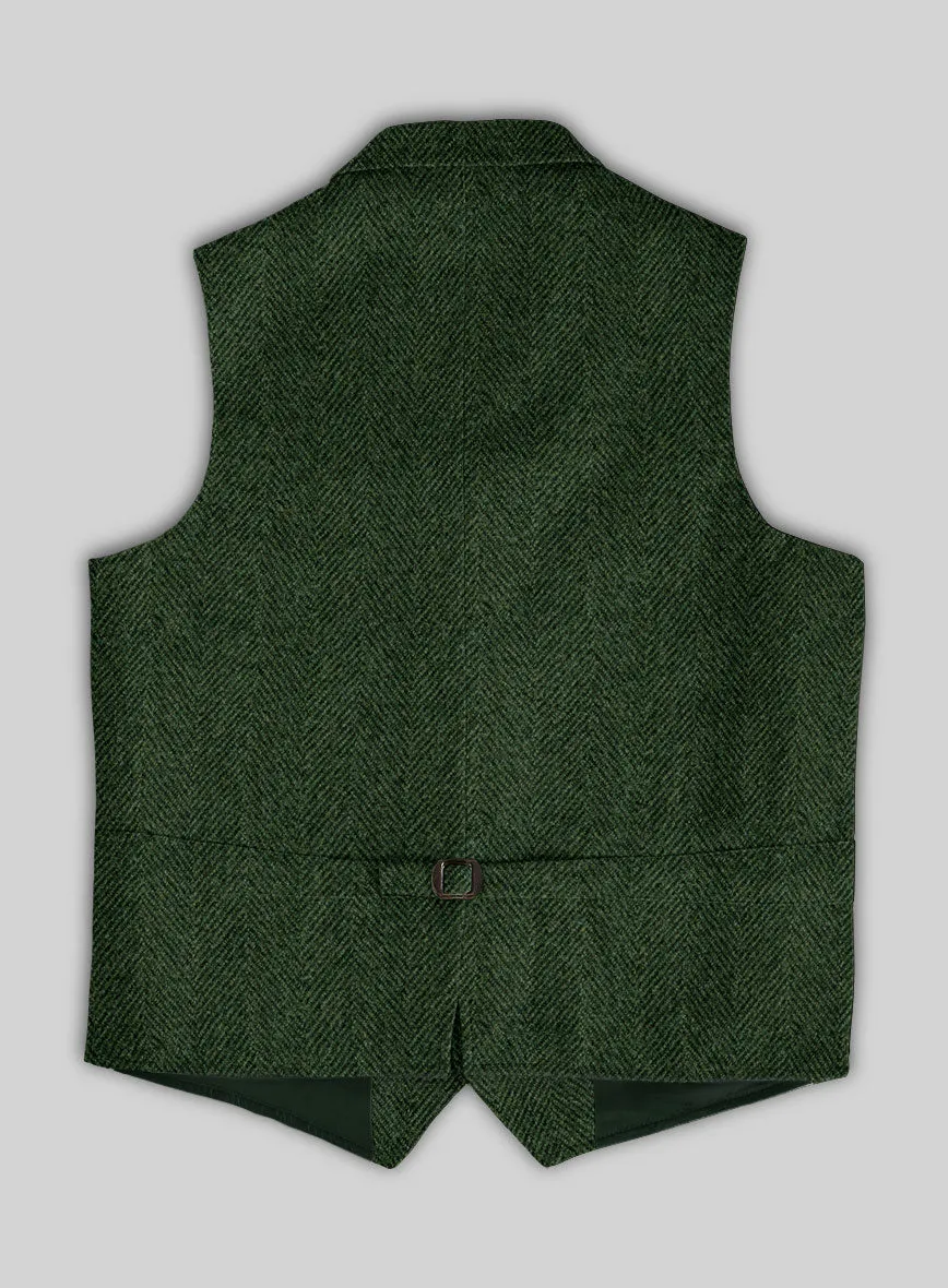 Highlander Heavy Green Herringbone Tweed Hunting Vest