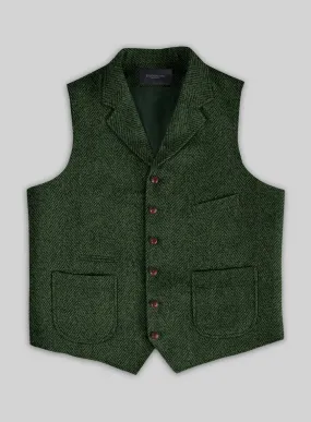 Highlander Heavy Green Herringbone Tweed Hunting Vest