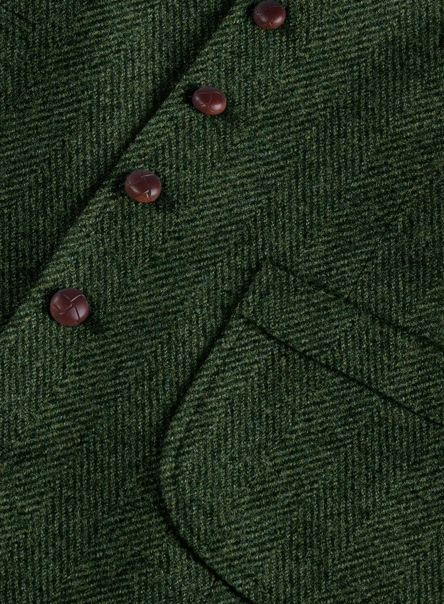 Highlander Heavy Green Herringbone Tweed Hunting Vest