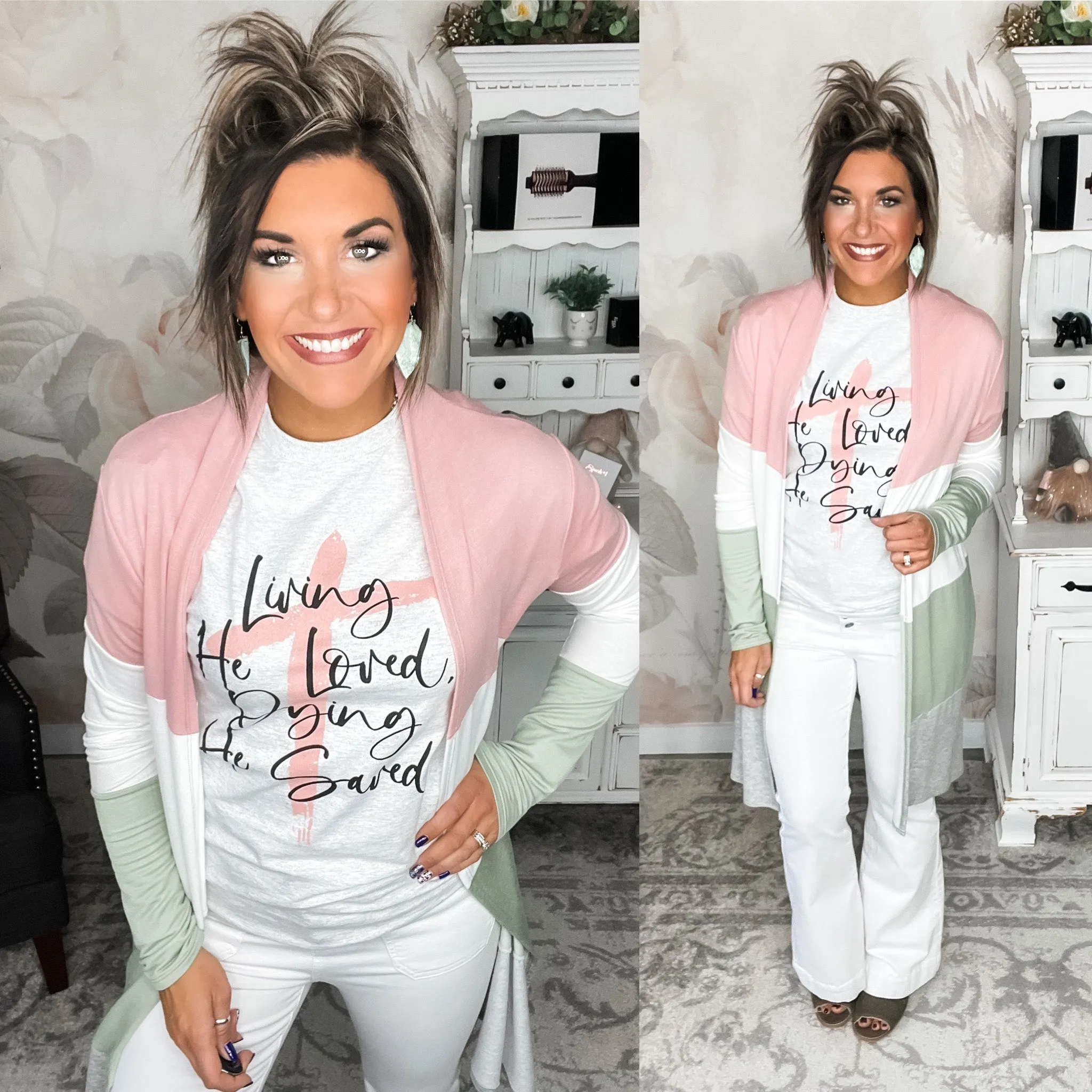 How It Feels Cardigan - Sage/Blush