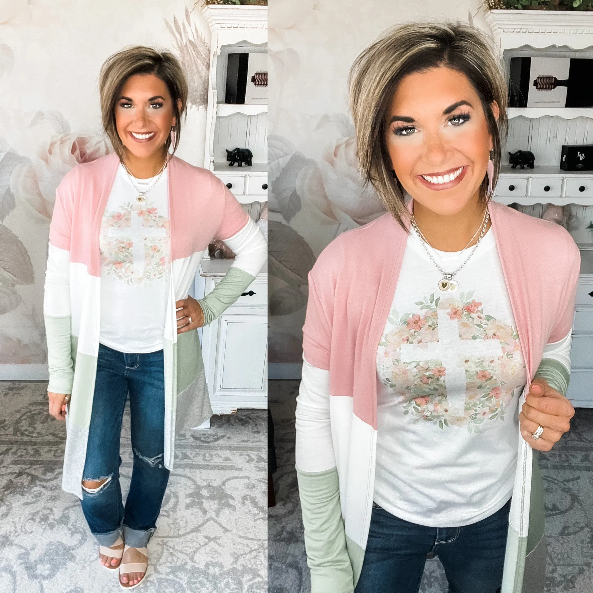 How It Feels Cardigan - Sage/Blush