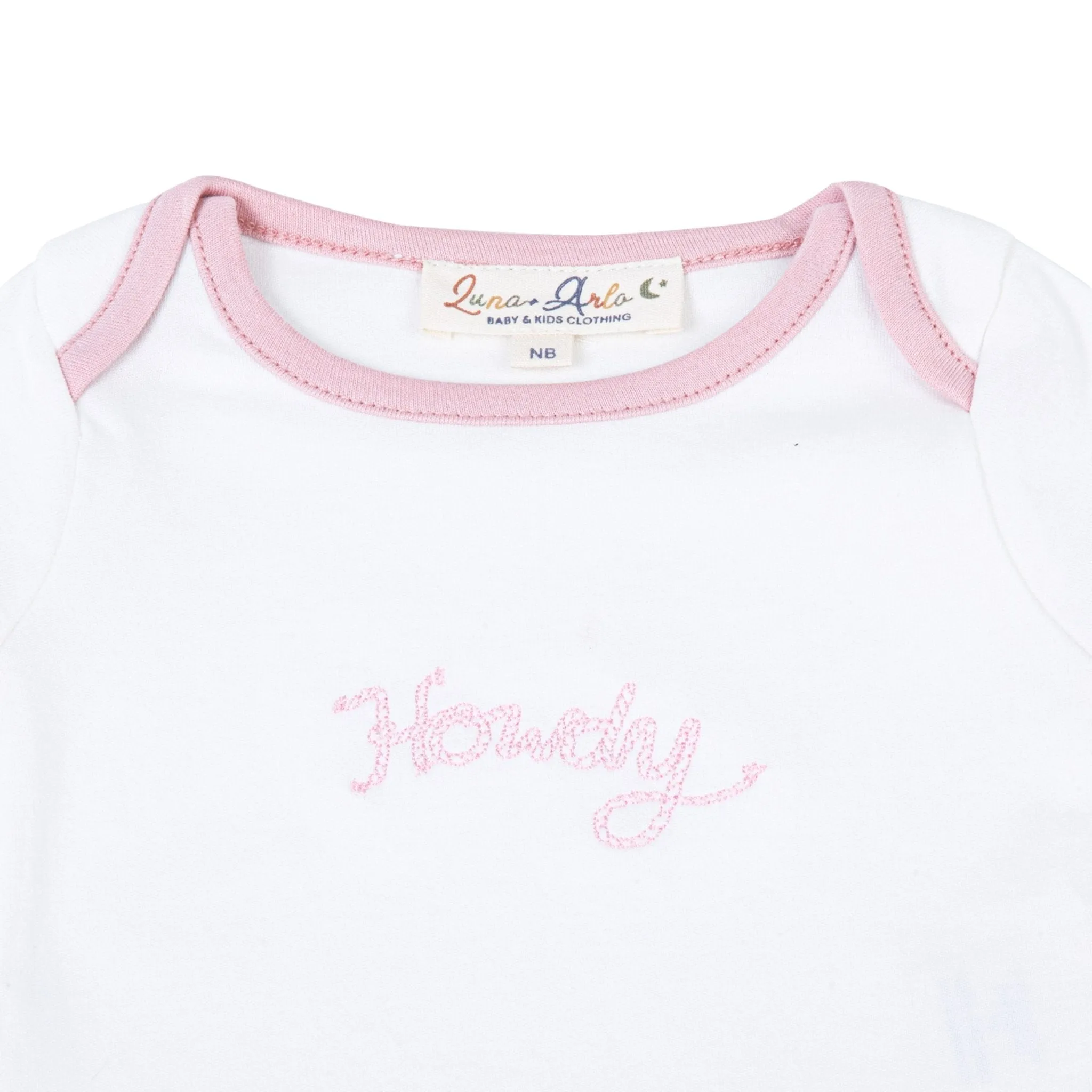 Howdy! Embroidered  Bodysuit - Dusty Rose