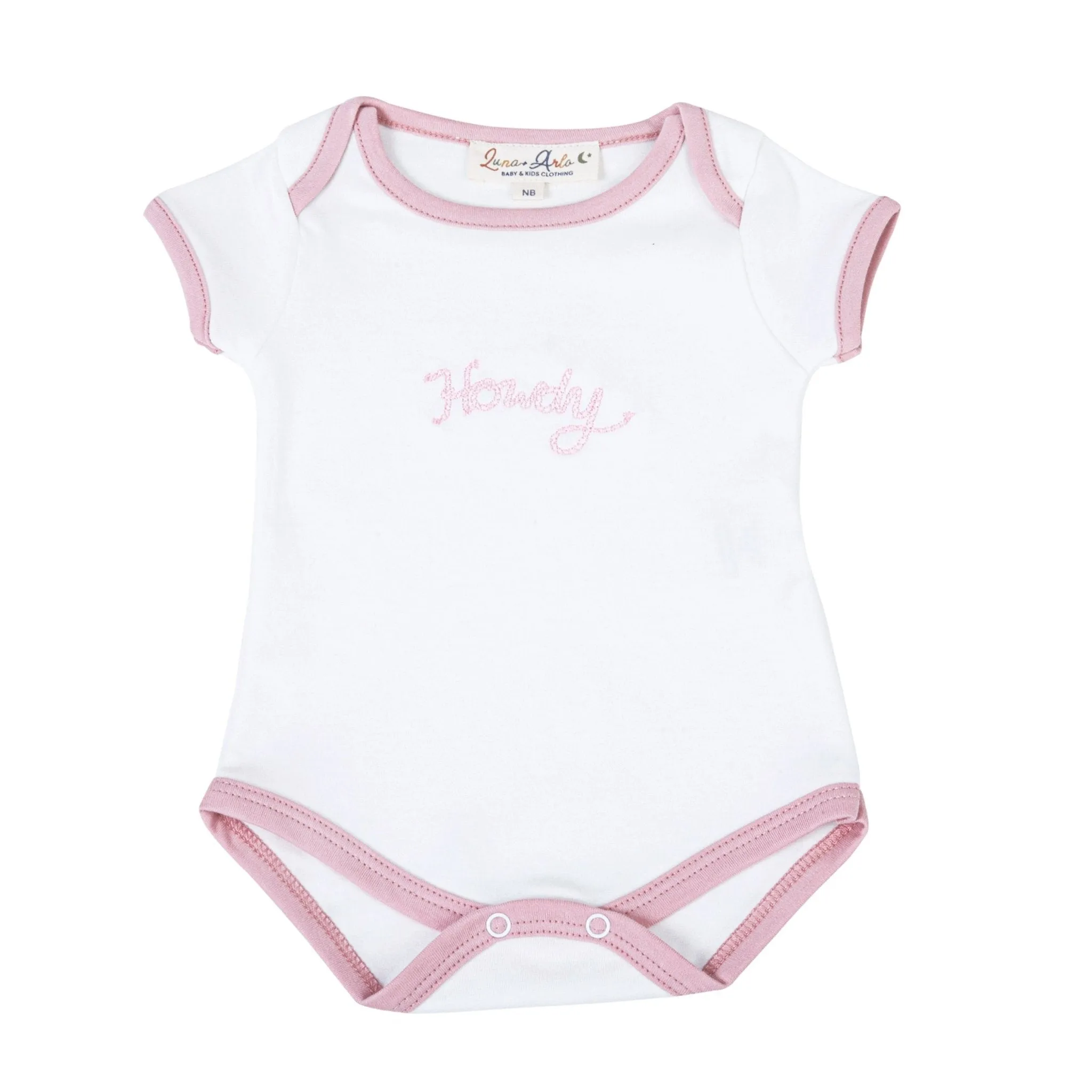 Howdy! Embroidered  Bodysuit - Dusty Rose