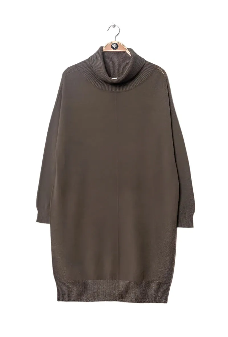 Italian Sweater Dress With Turtleneck One Size
