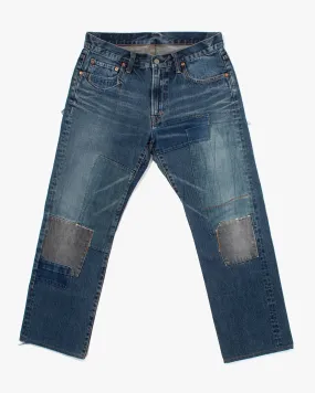 Japanese Repro Denim Jeans, Blue Blue, Denim Patching - 33