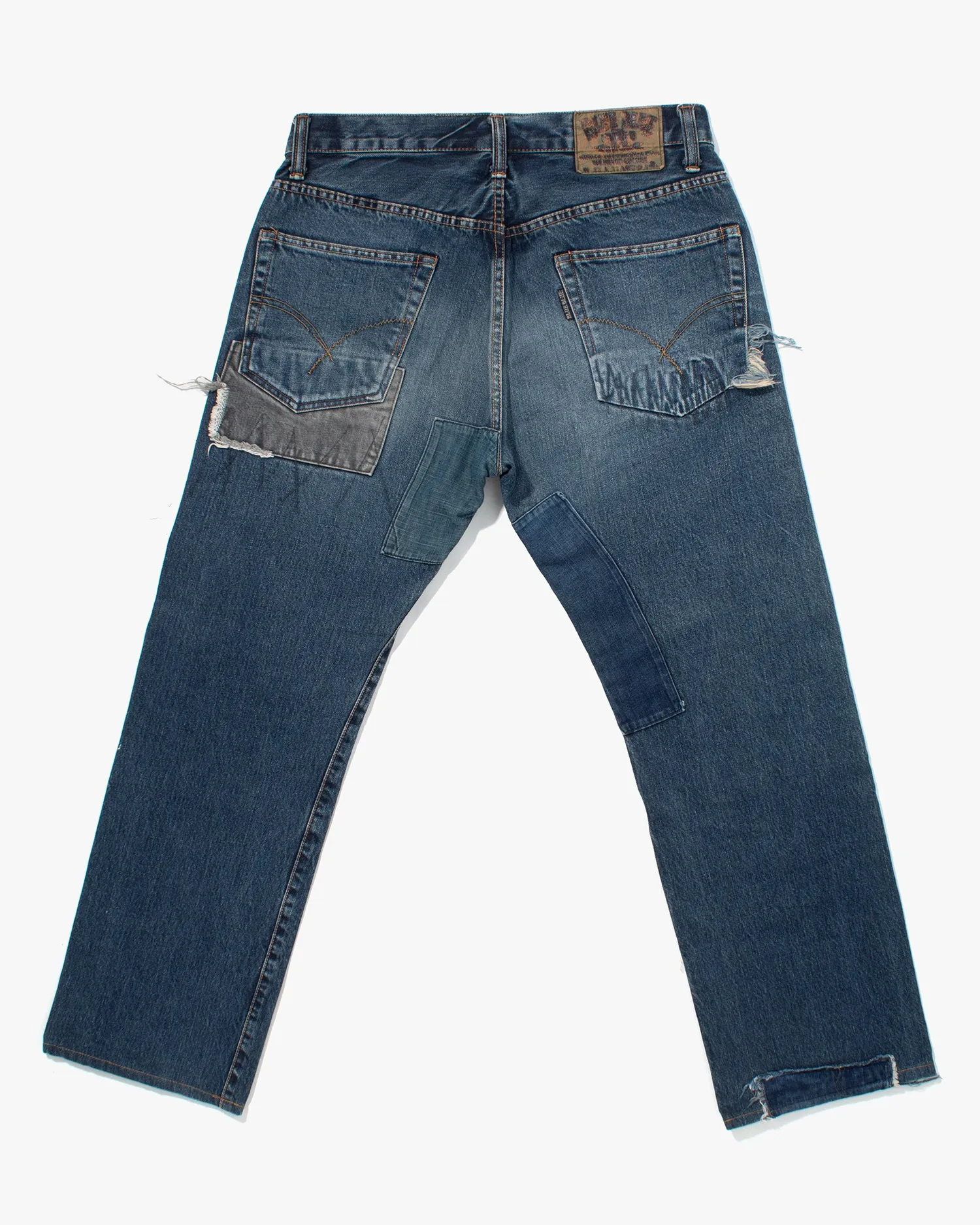 Japanese Repro Denim Jeans, Blue Blue, Denim Patching - 33
