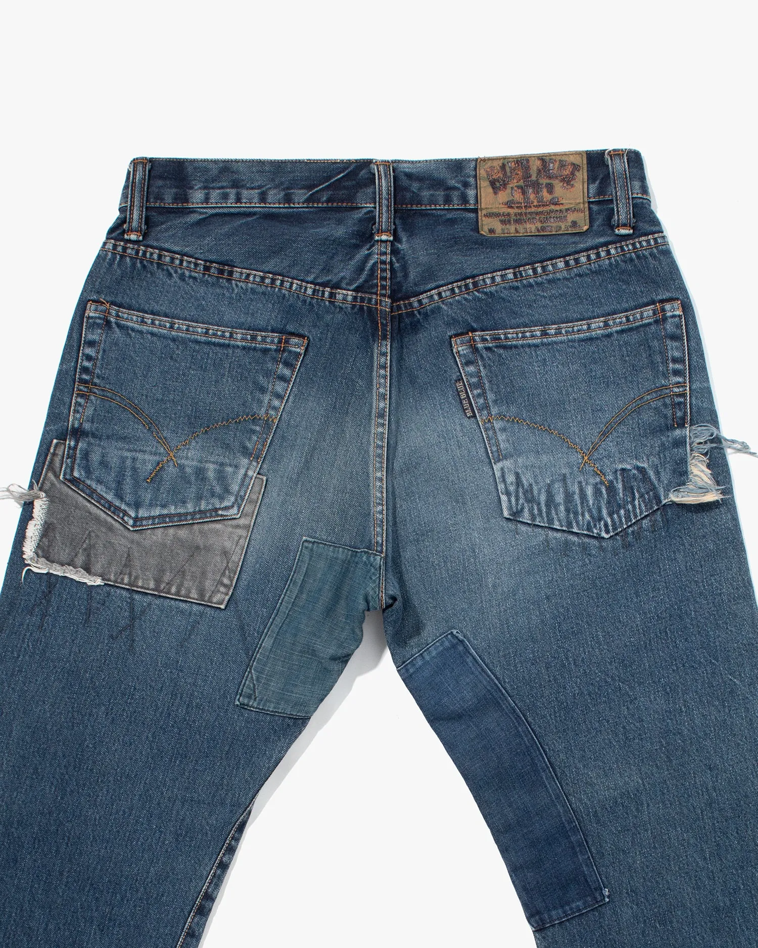 Japanese Repro Denim Jeans, Blue Blue, Denim Patching - 33