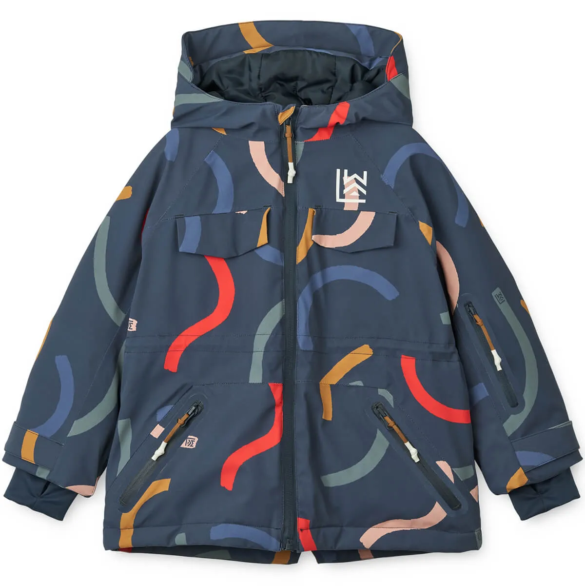 Kalle Snow Jacket in Graphic Swirls / Classic Navy by Liewood