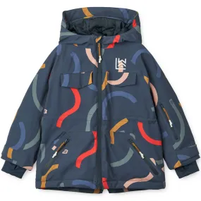 Kalle Snow Jacket in Graphic Swirls / Classic Navy by Liewood