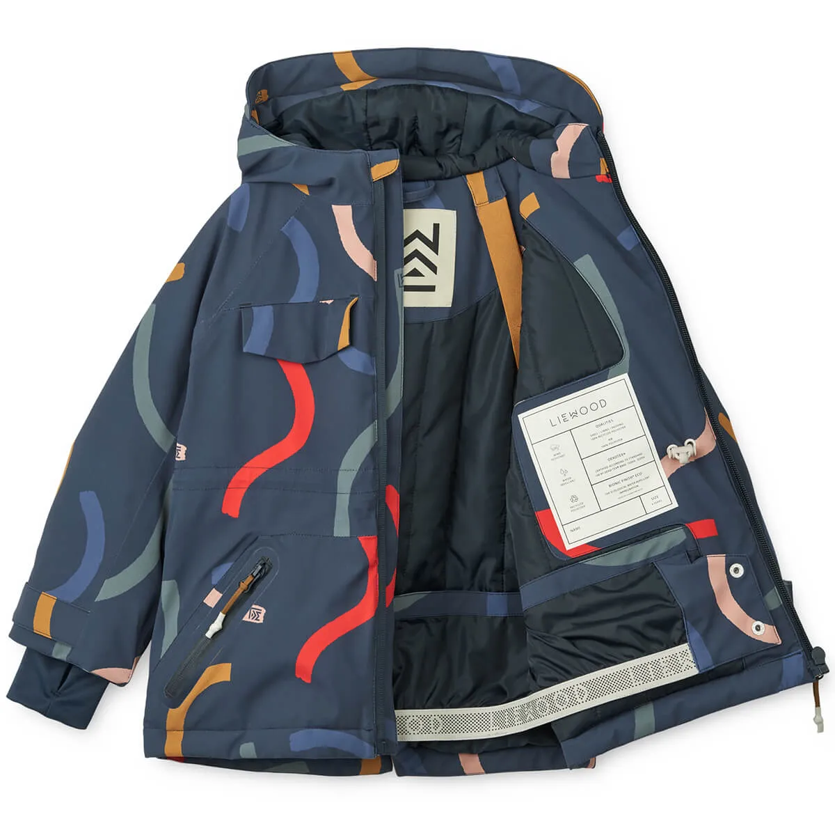 Kalle Snow Jacket in Graphic Swirls / Classic Navy by Liewood