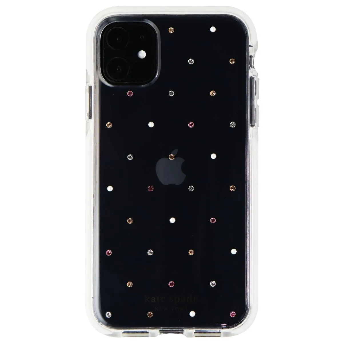 Kate Spade Defensive Hardshell Case for iPhone 11 - Clear/White/Pin Dot Gems