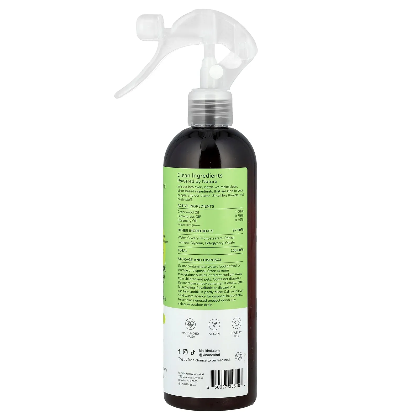 Kin Kind, Flea   Tick Prevent, Dog   Cat Protect Spray, Lemongrass, 12 fl oz (354 ml)