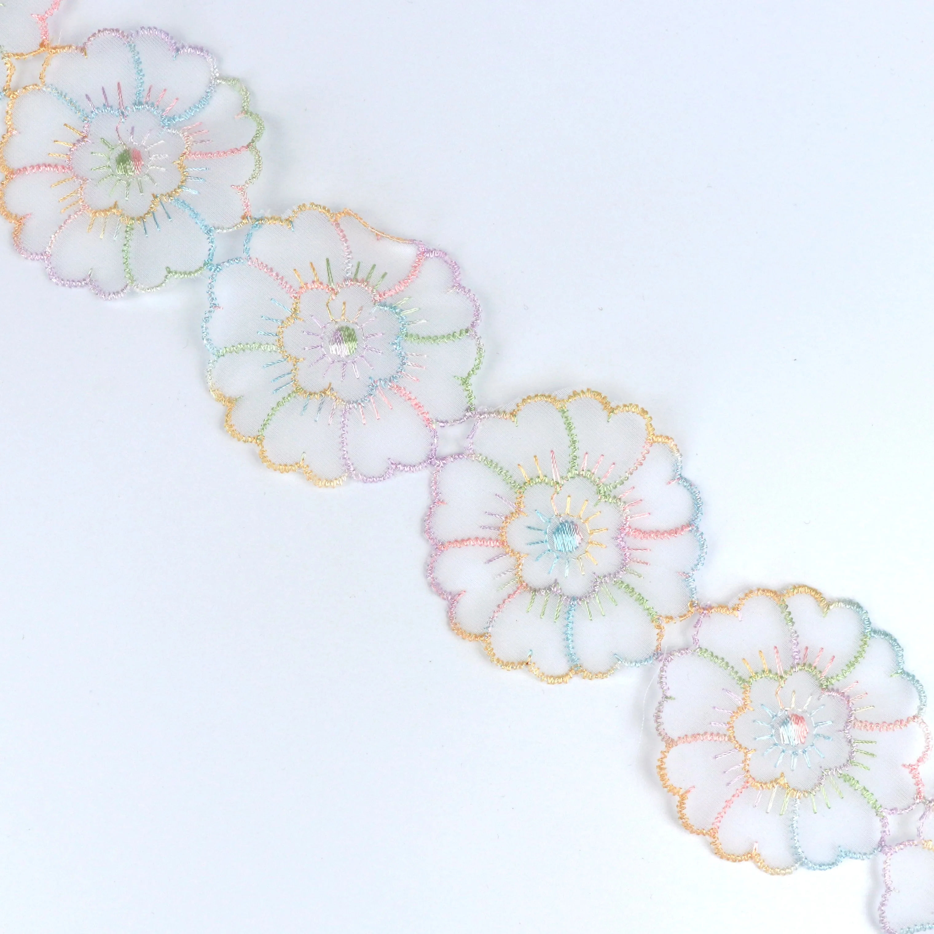 Lace Trim - Cotton Pastel Ombre Flower