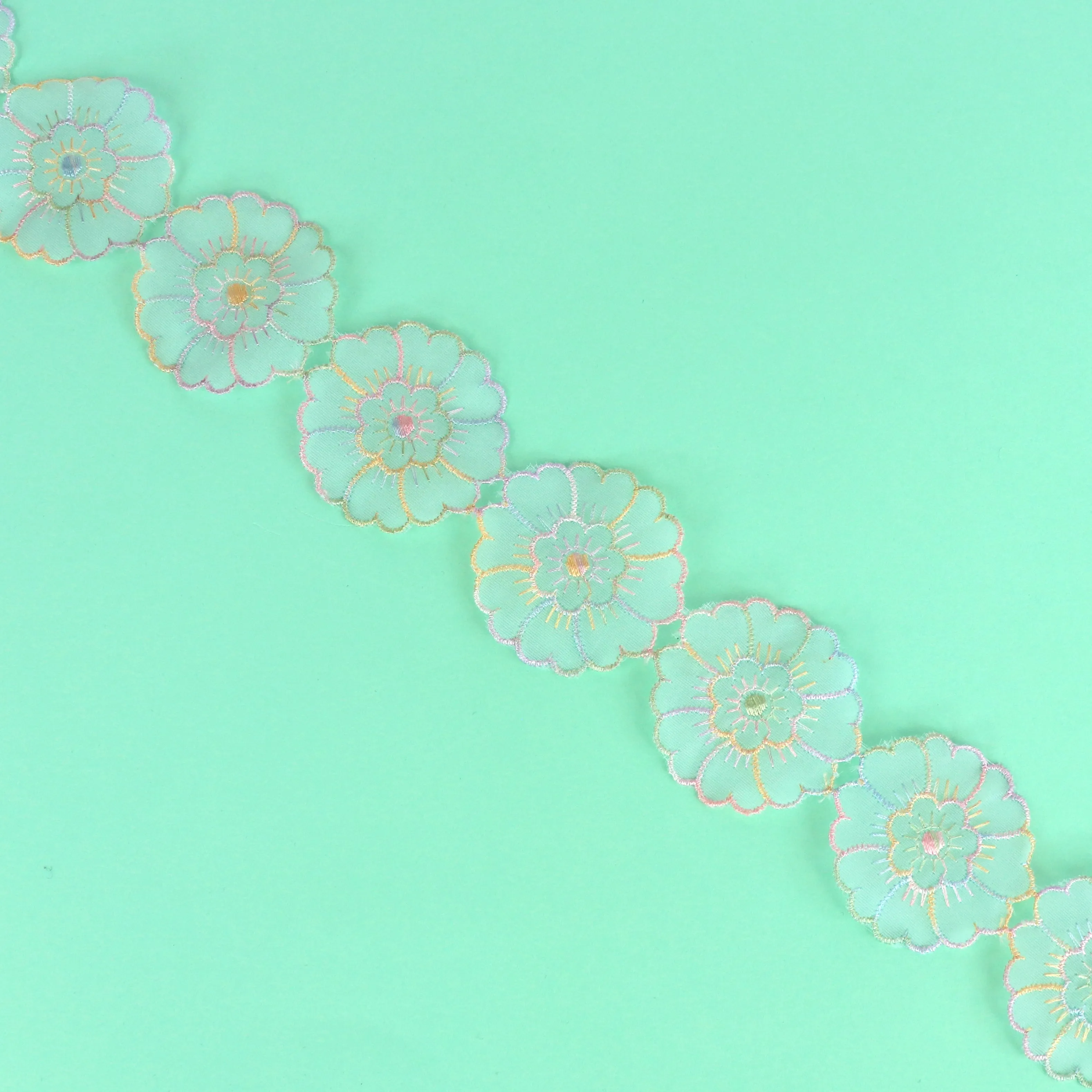 Lace Trim - Cotton Pastel Ombre Flower