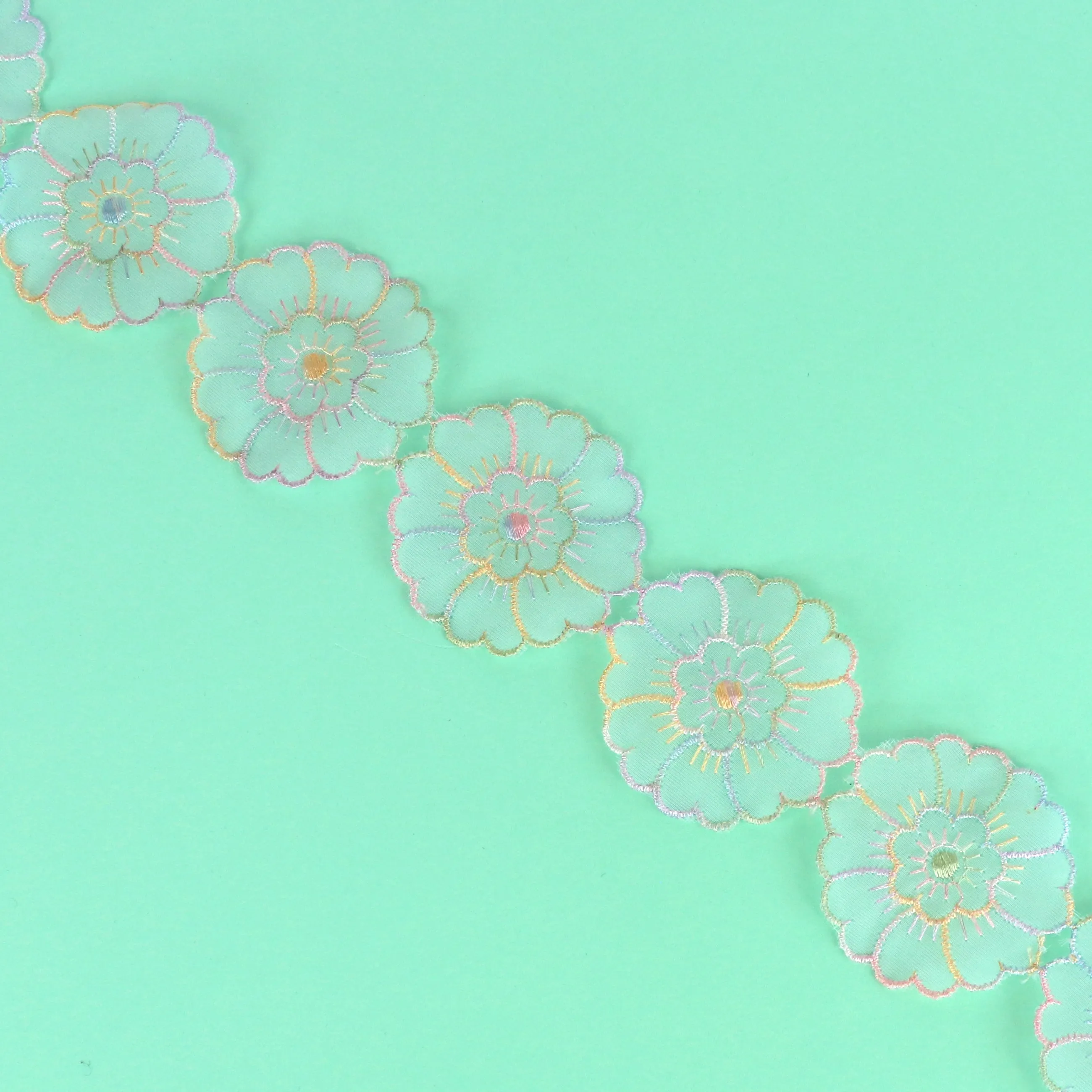Lace Trim - Cotton Pastel Ombre Flower