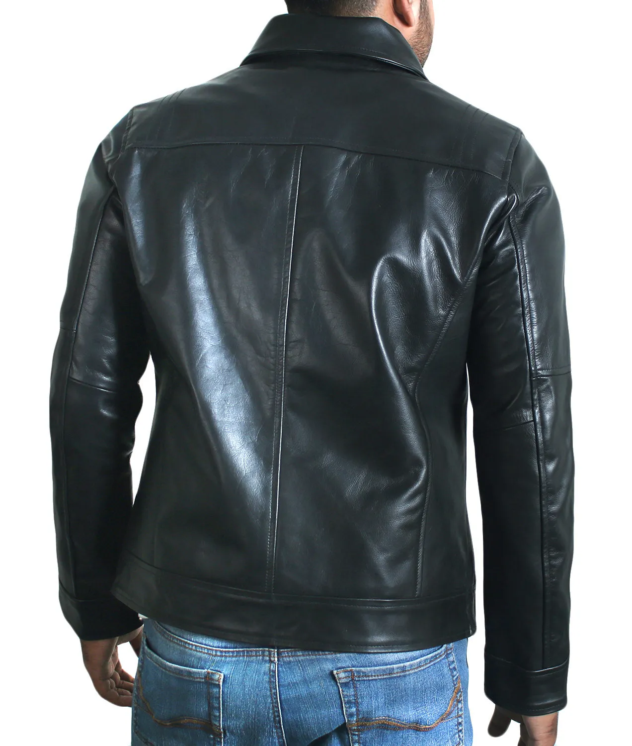 Leather Jackets Hub Mens Genuine Cowhide Leather Jacket (Black, Aviator Jacket) - 1501650