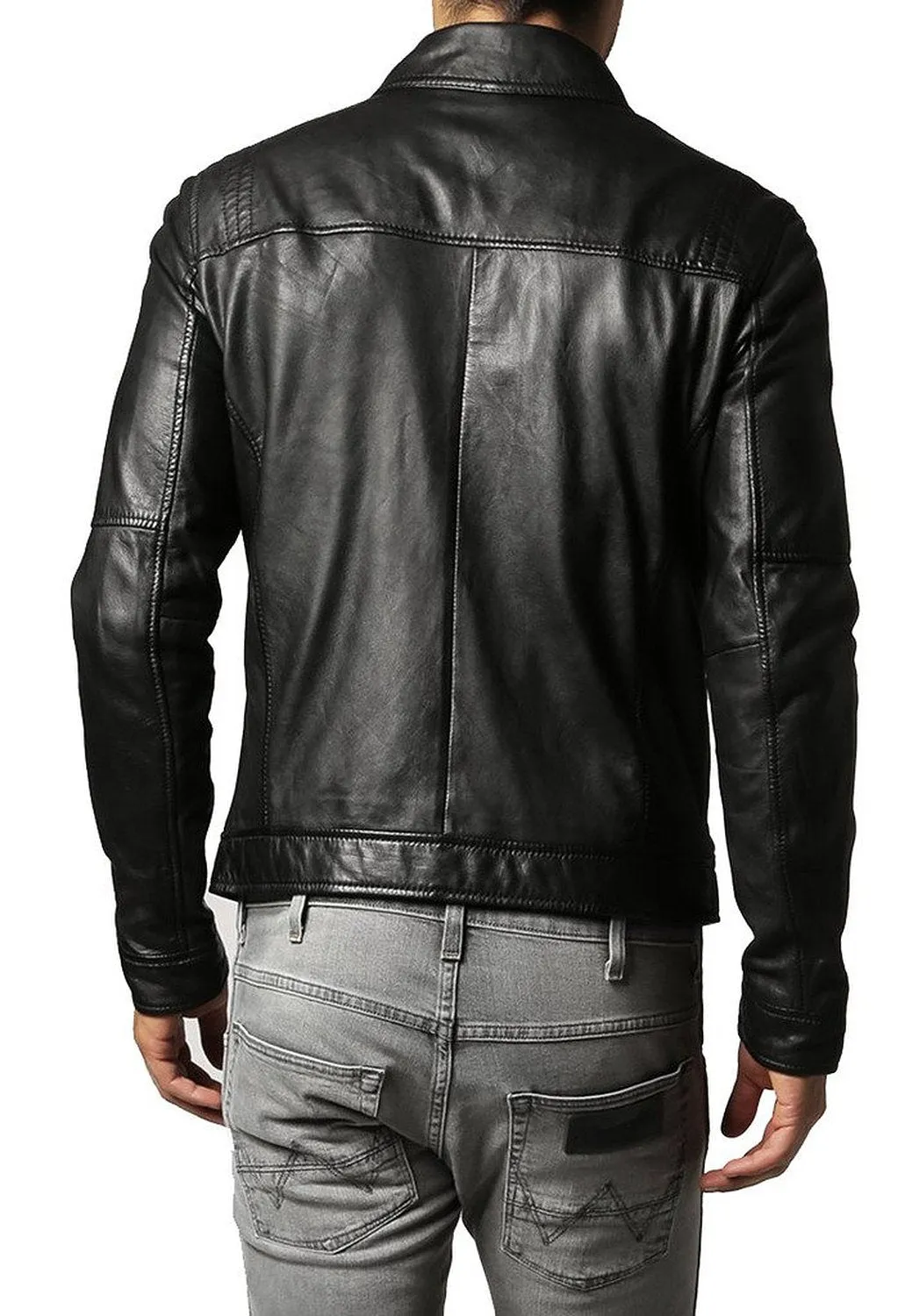 Leather Jackets Hub Mens Genuine Cowhide Leather Jacket (Black, Aviator Jacket) - 1501650