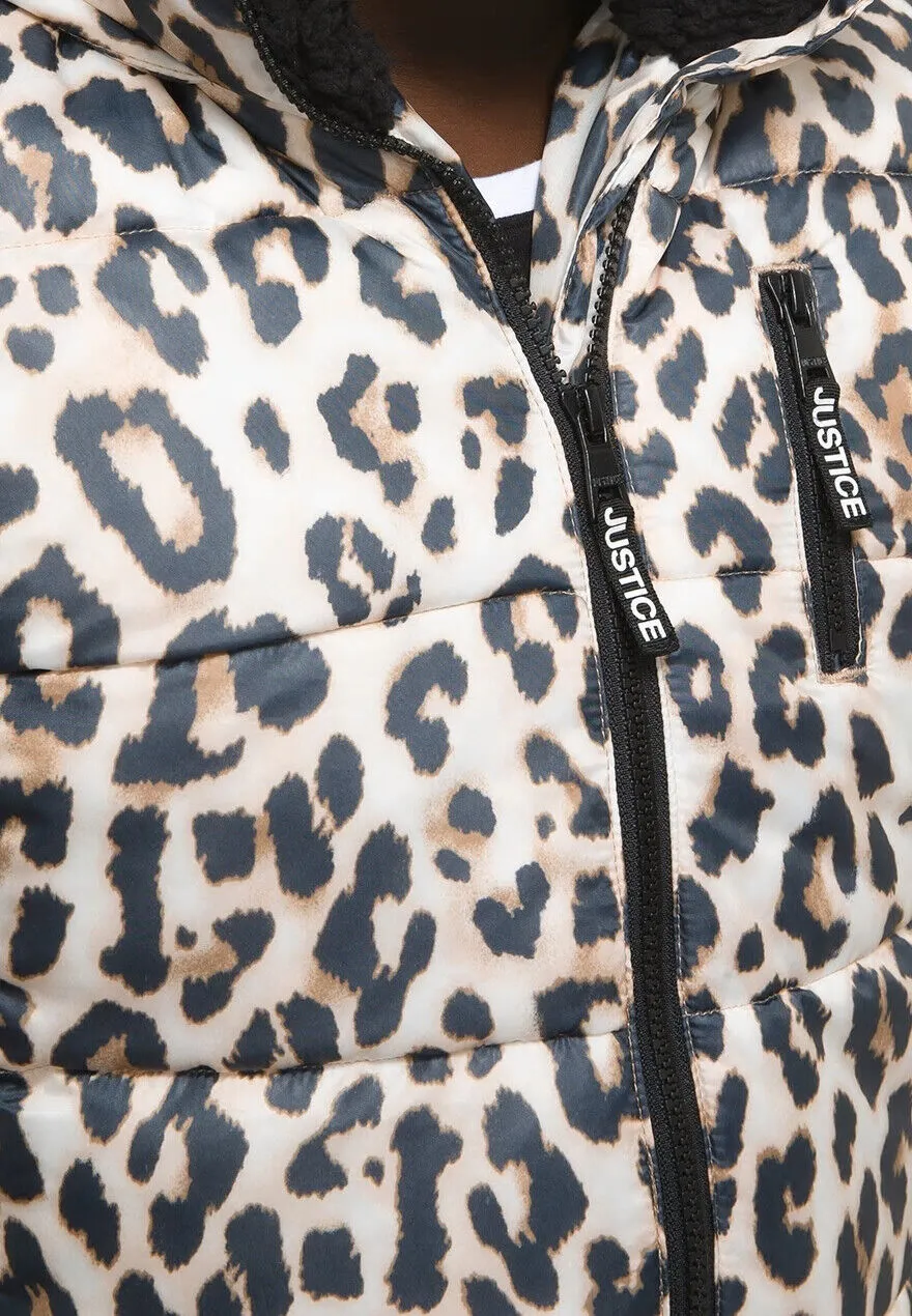 Leopard Girls Attitude Perka Jacket With Fur Inside 12492