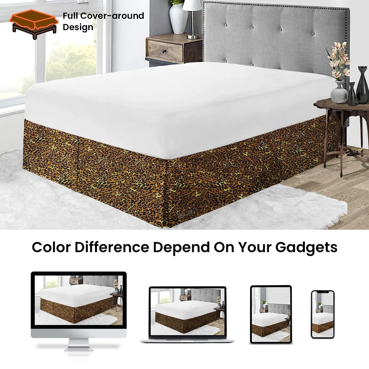 LEOPARD PRINT PLEATED BED SKIRT