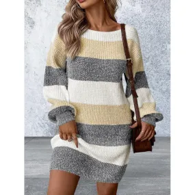 Long Sleeve Drop Shoulder Sweater Dress