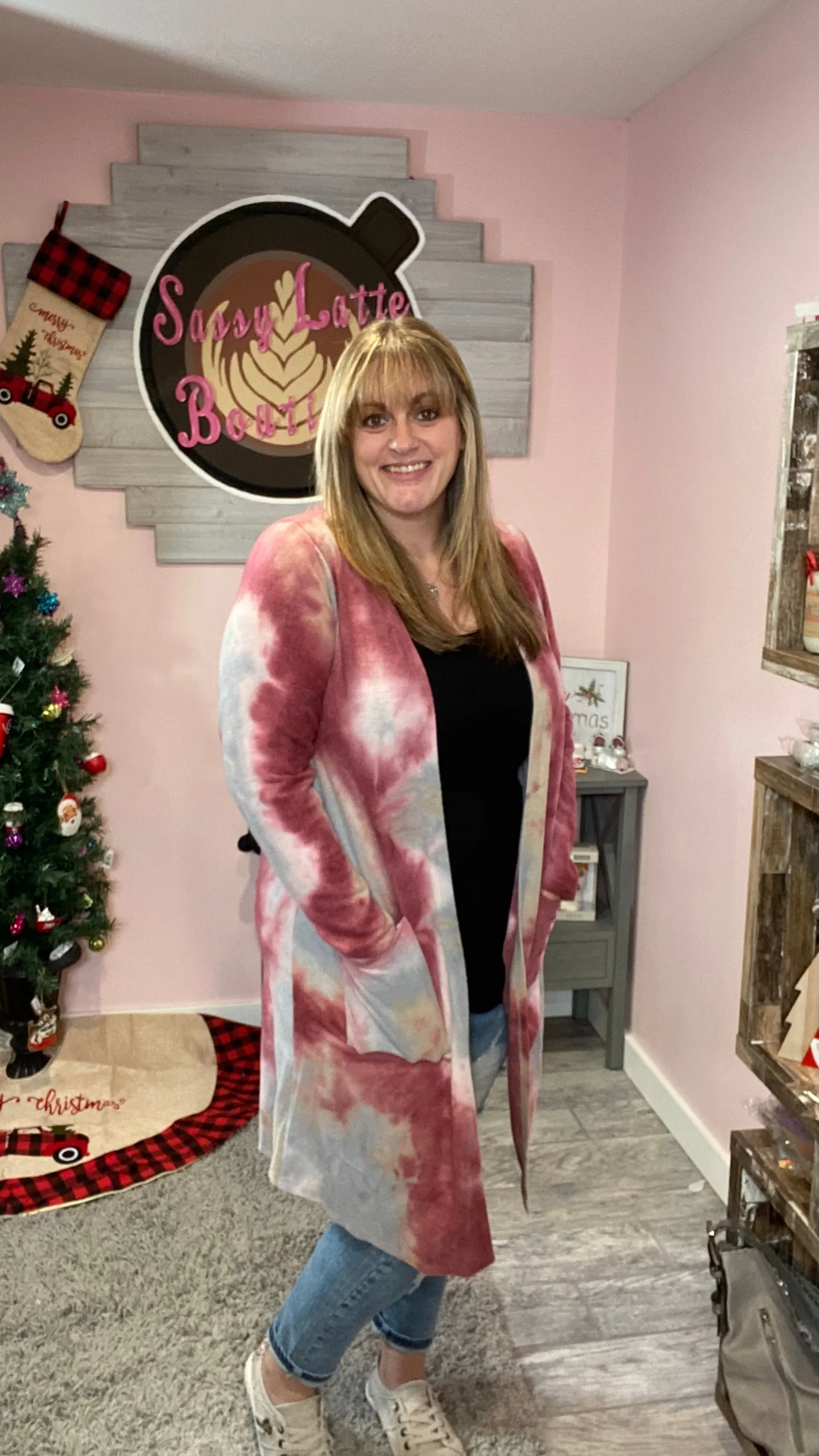 Magenta Tie-Dye Cardigan