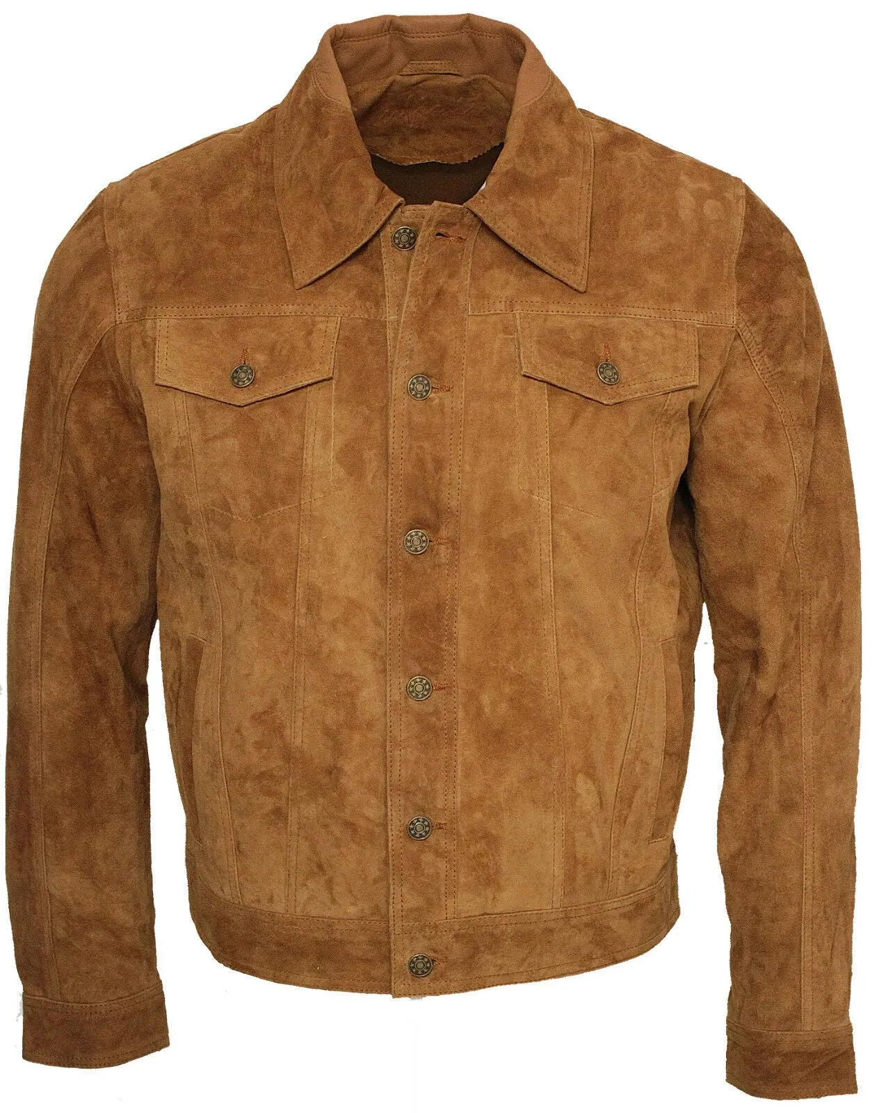 Men's Brown Genuine Cowhide Suede Leather Jacket