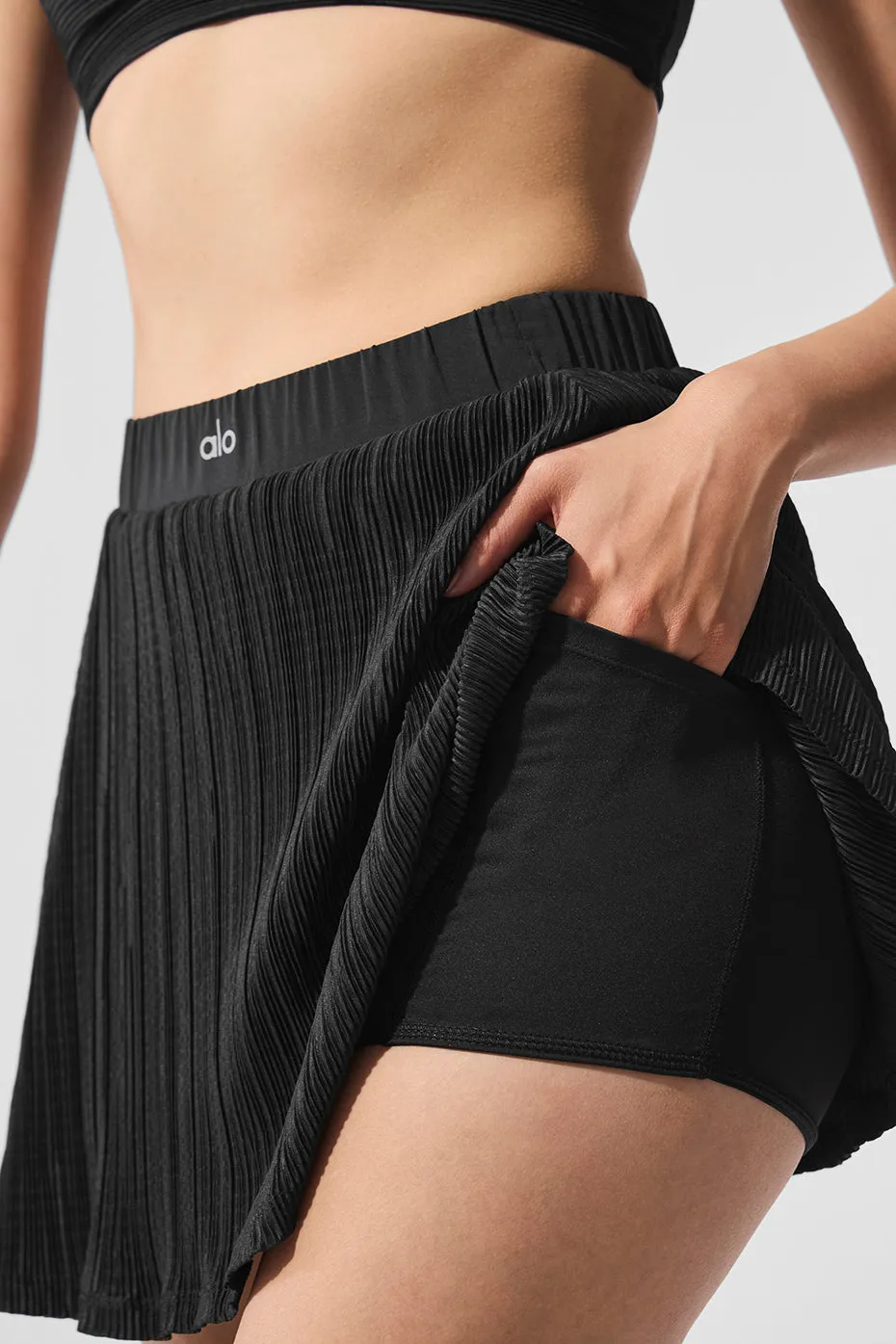 Micro Plisse Tennis Skirt - Black