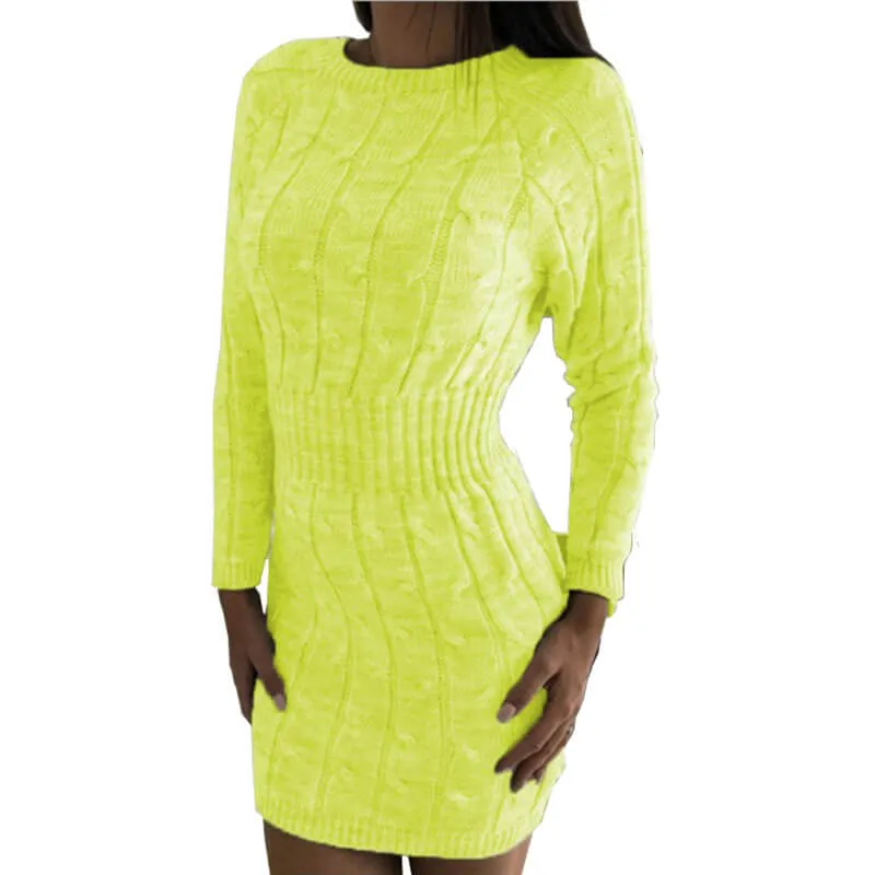 Mid-Long Long Sleeve Women Sweater Dress