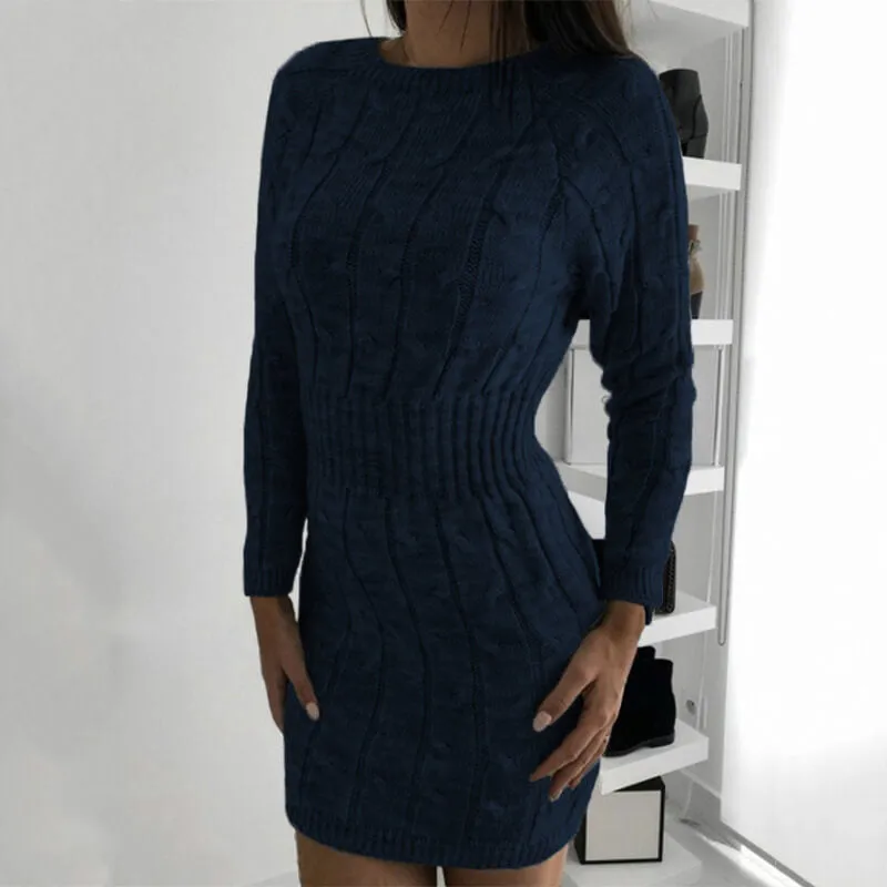 Mid-Long Long Sleeve Women Sweater Dress