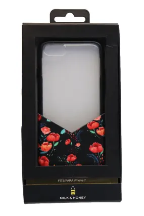 Milk and Honey Hybrid Hard Case Cover for Apple iPhone 7 / 8 - Clear/Black/Roses
