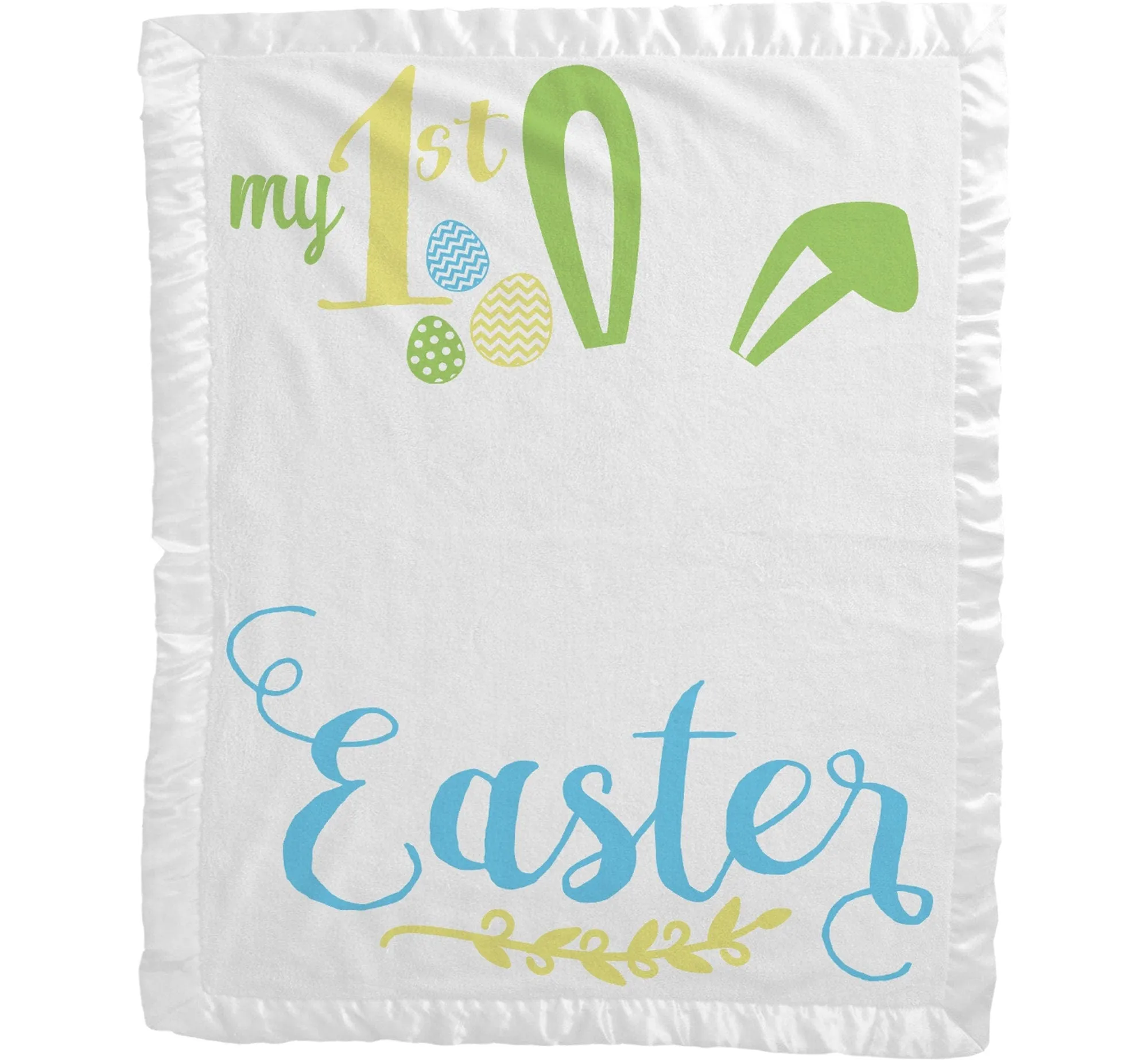 My First Easter Baby Gifts Girl Boy Personalized Baby Blanket | Cute Bunny Ears Photo Prop Blanket Pink Blue White
