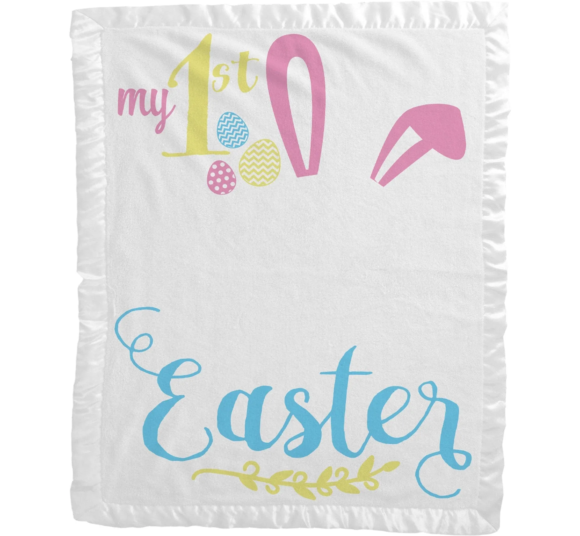 My First Easter Baby Gifts Girl Boy Personalized Baby Blanket | Cute Bunny Ears Photo Prop Blanket Pink Blue White